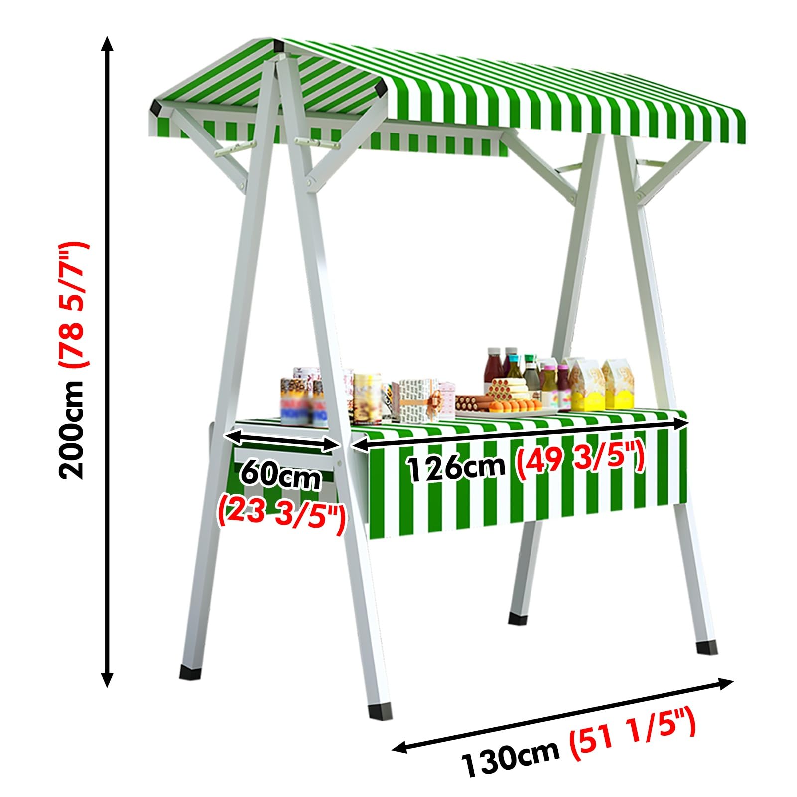 Mobile Food Cart with Canopy – 4-Wheel Vendor Stand for Markets, Festivals & Outdoor Events