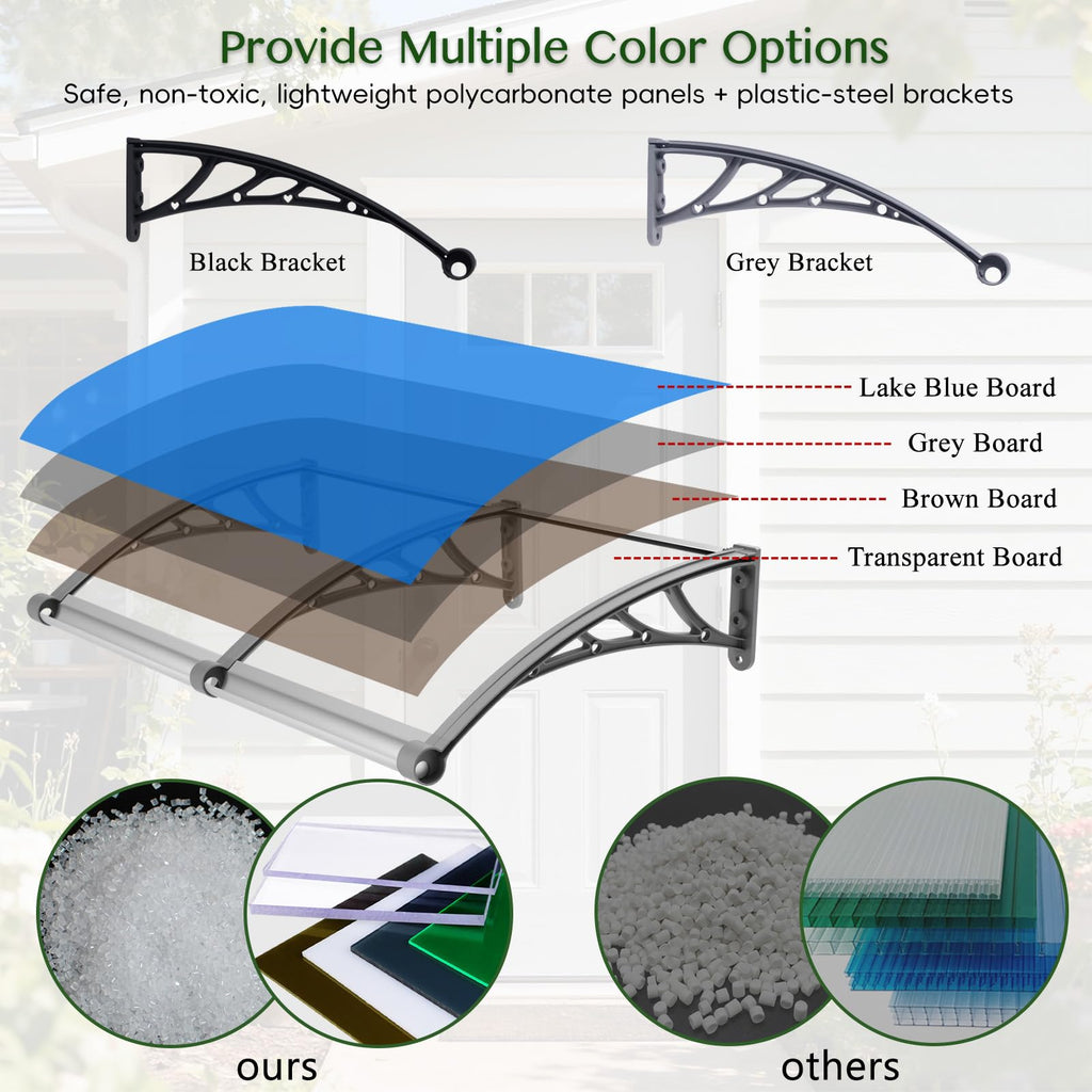 Rainproof Door Canopy – UV-Resistant Polycarbonate Awning with Drainage Design (32 × 114 in)
