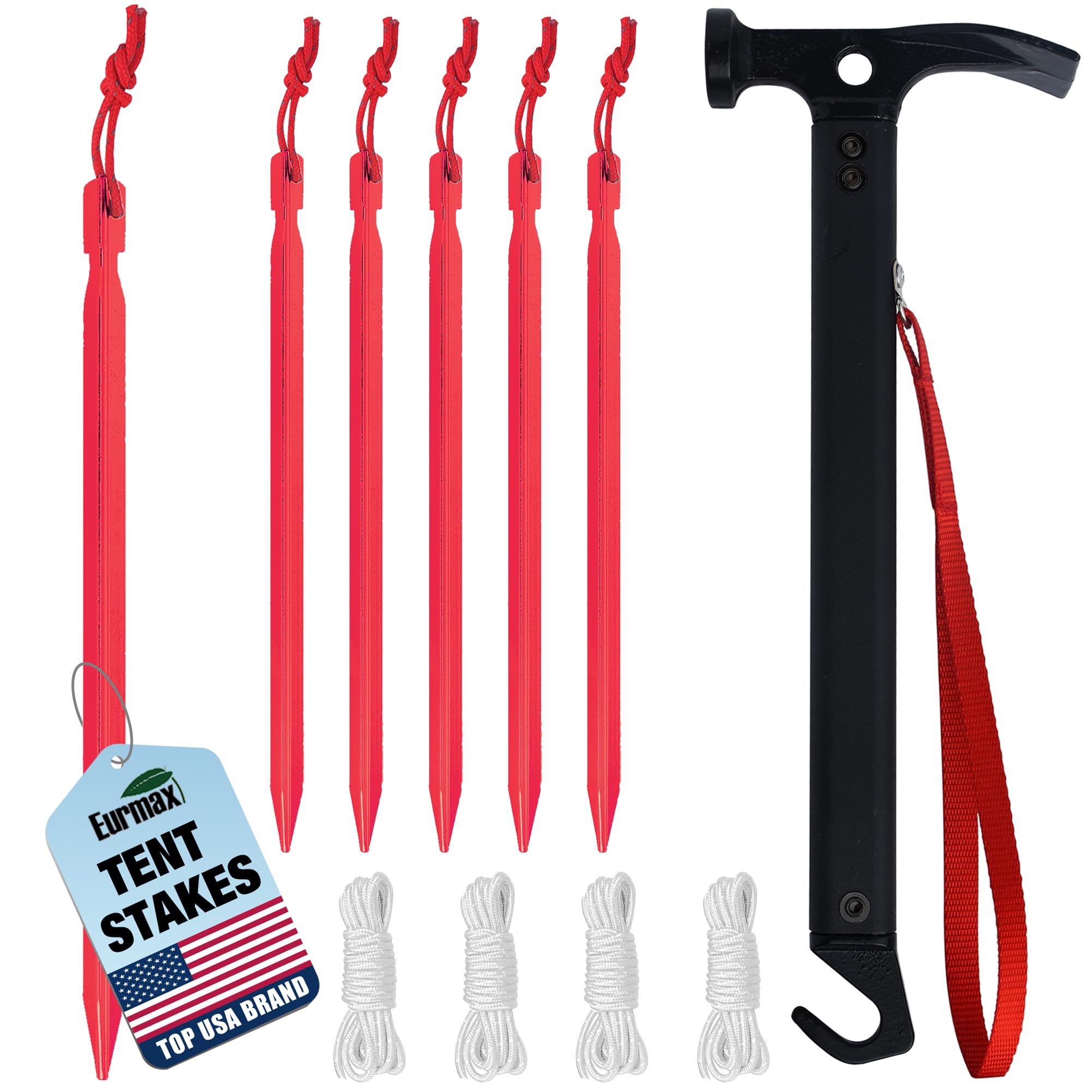 Galvanized Tent Stakes & Hammer Set – Heavy-Duty Non-Rust Anchors for Camping & Canopies
