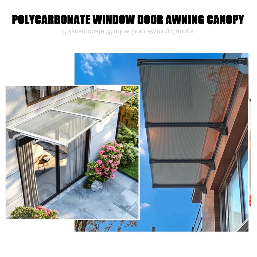 UV-Resistant Polycarbonate Door & Window Canopy – Weatherproof Awning 100 × 400 cm (3.3 × 13 FT)