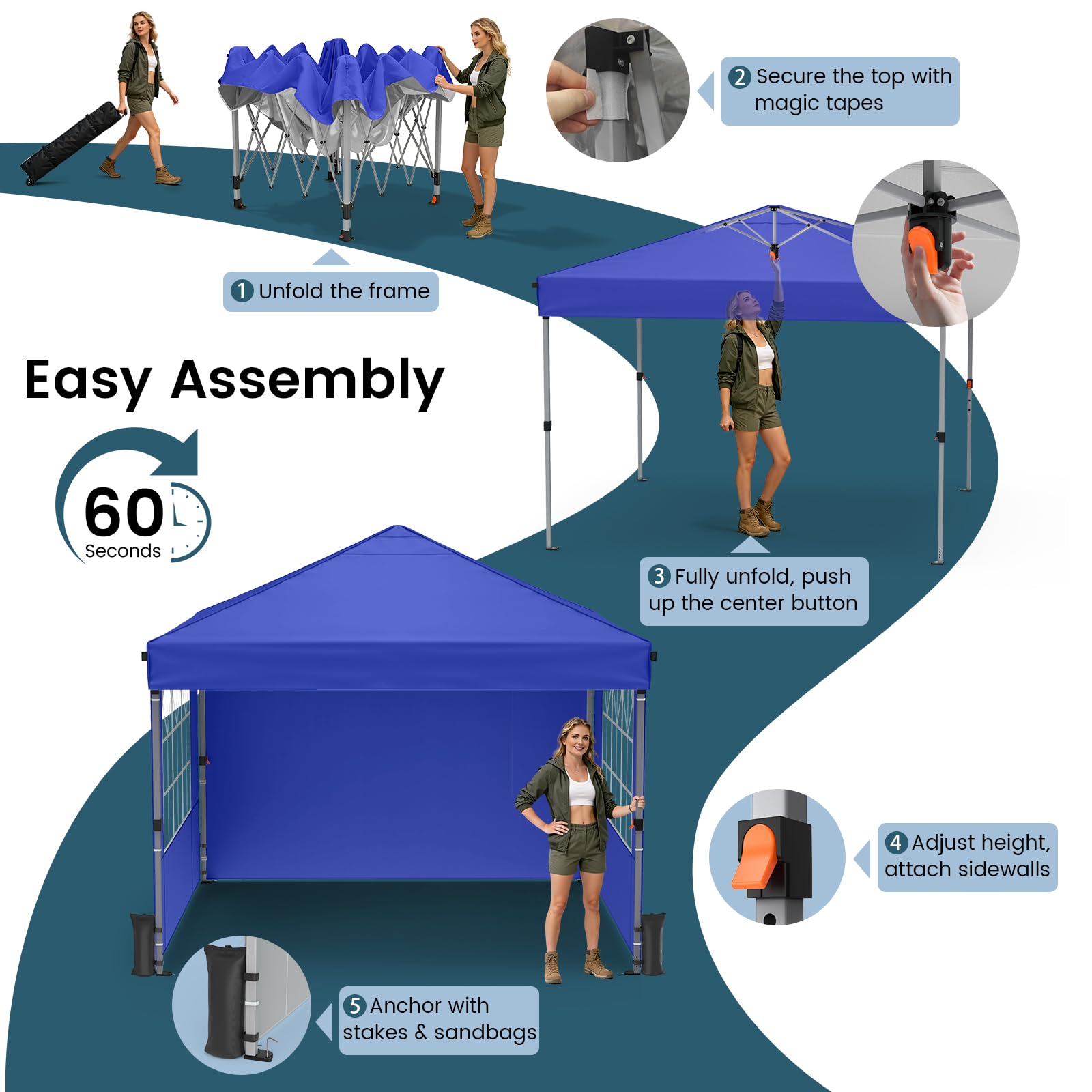 10 × 10 FT Pop-Up Canopy Tent – One-Push Outdoor Gazebo for Events, Camping & Commercial Use