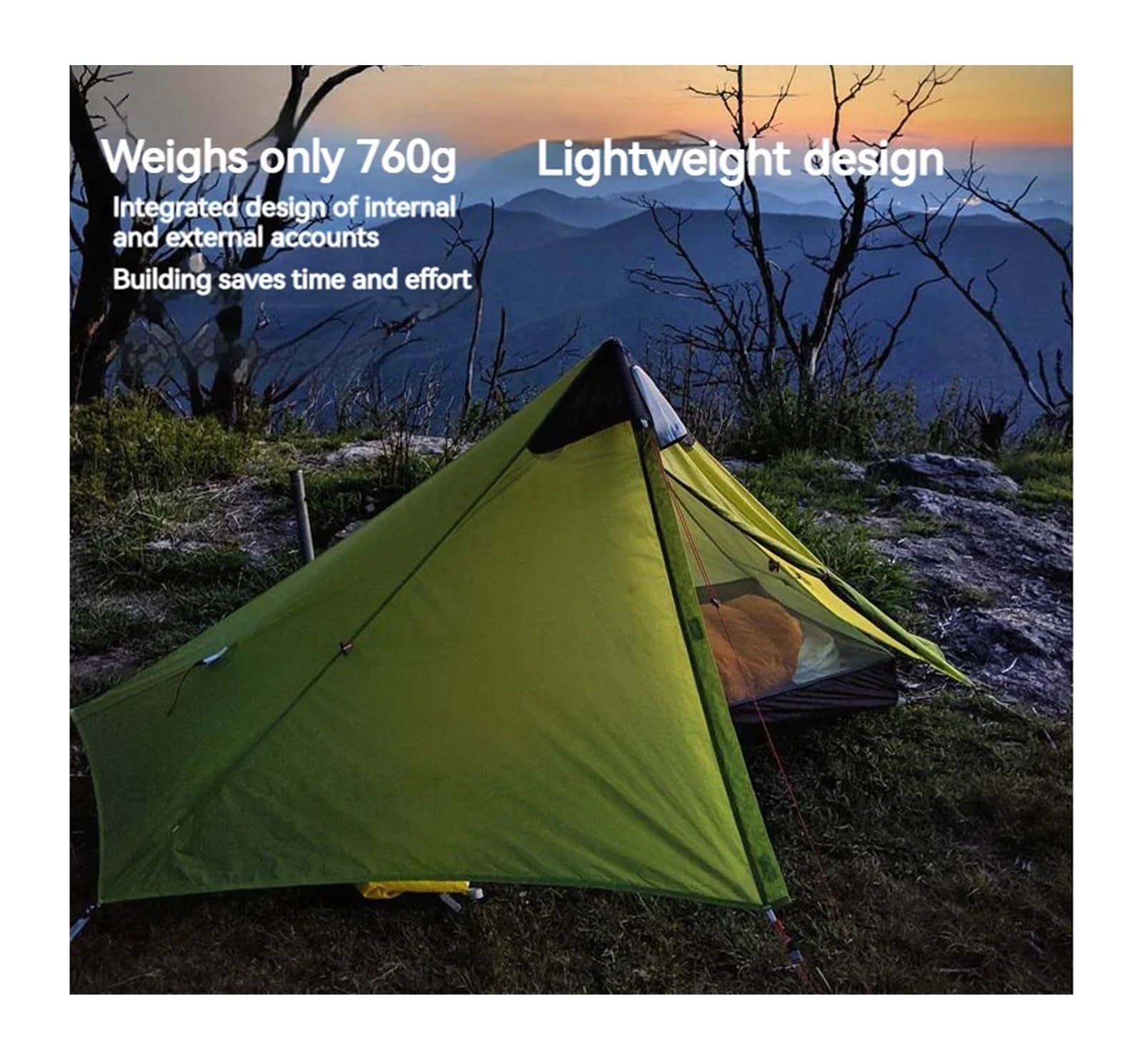 Ultralight 1-Person Camping Tent – 20D Waterproof 3-4 Season Shelter