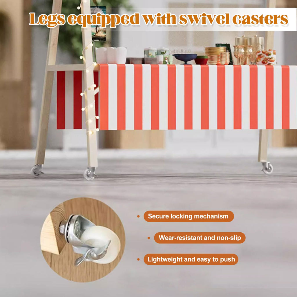Portable Vendor Cart with Canopy – Foldable Market Stall with Wheels for Festivals, Markets & Outdoor Events