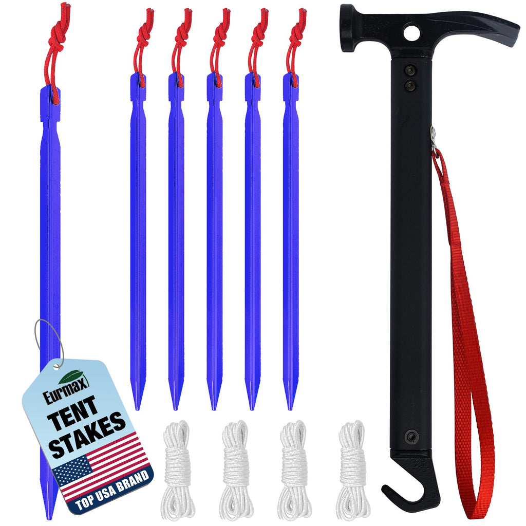 Galvanized Tent Stakes & Hammer Set – Heavy-Duty Non-Rust Anchors for Camping & Canopies