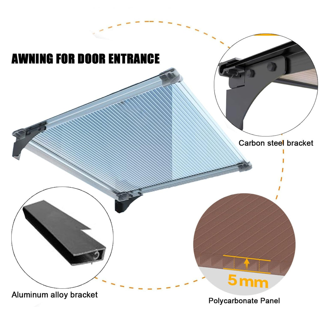 UV-Resistant Polycarbonate Door & Window Canopy – Weatherproof Awning 100 × 400 cm (3.3 × 13 FT)