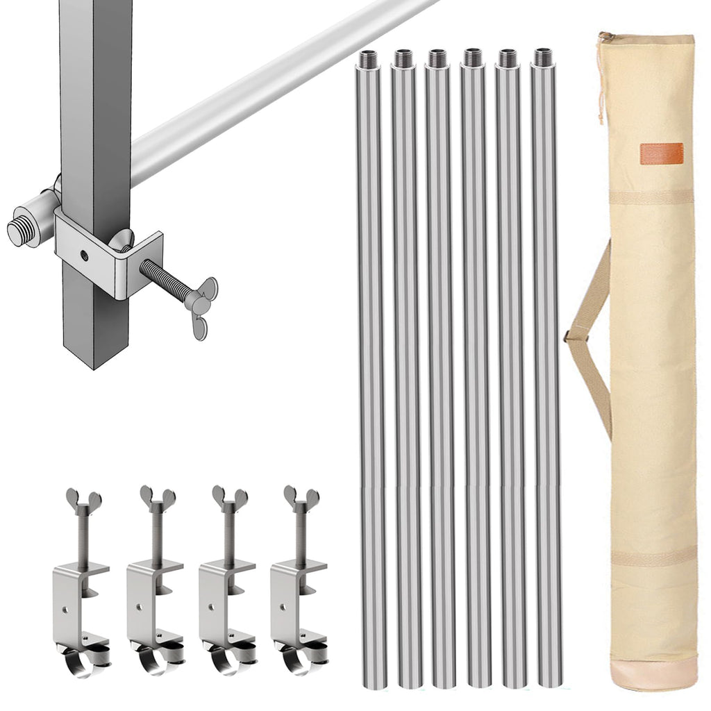 10 FT Canopy Rail Bar Set – Half Wall Cross Bars with Frame Connectors for Pop-Up Canopies (Set of 2)