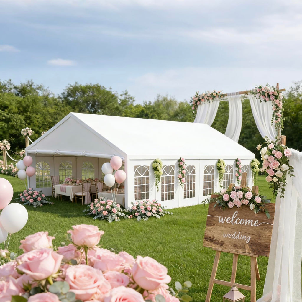 Heavy-Duty Party Tent – Waterproof Outdoor Event Shelter with Removable Sidewalls, White