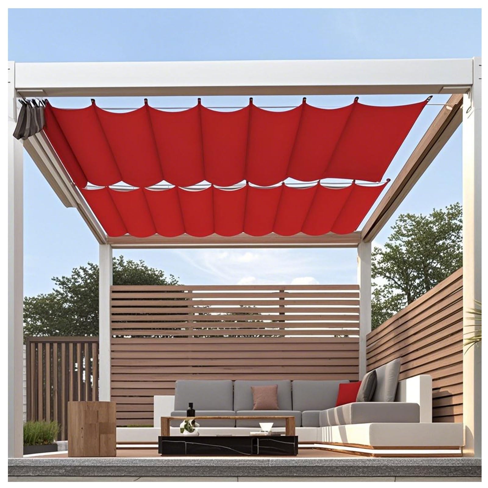 Retractable Sun Shade Canopy – Sliding Wave Shade Sail for Pergola, Patio & Gazebo Outdoor Use