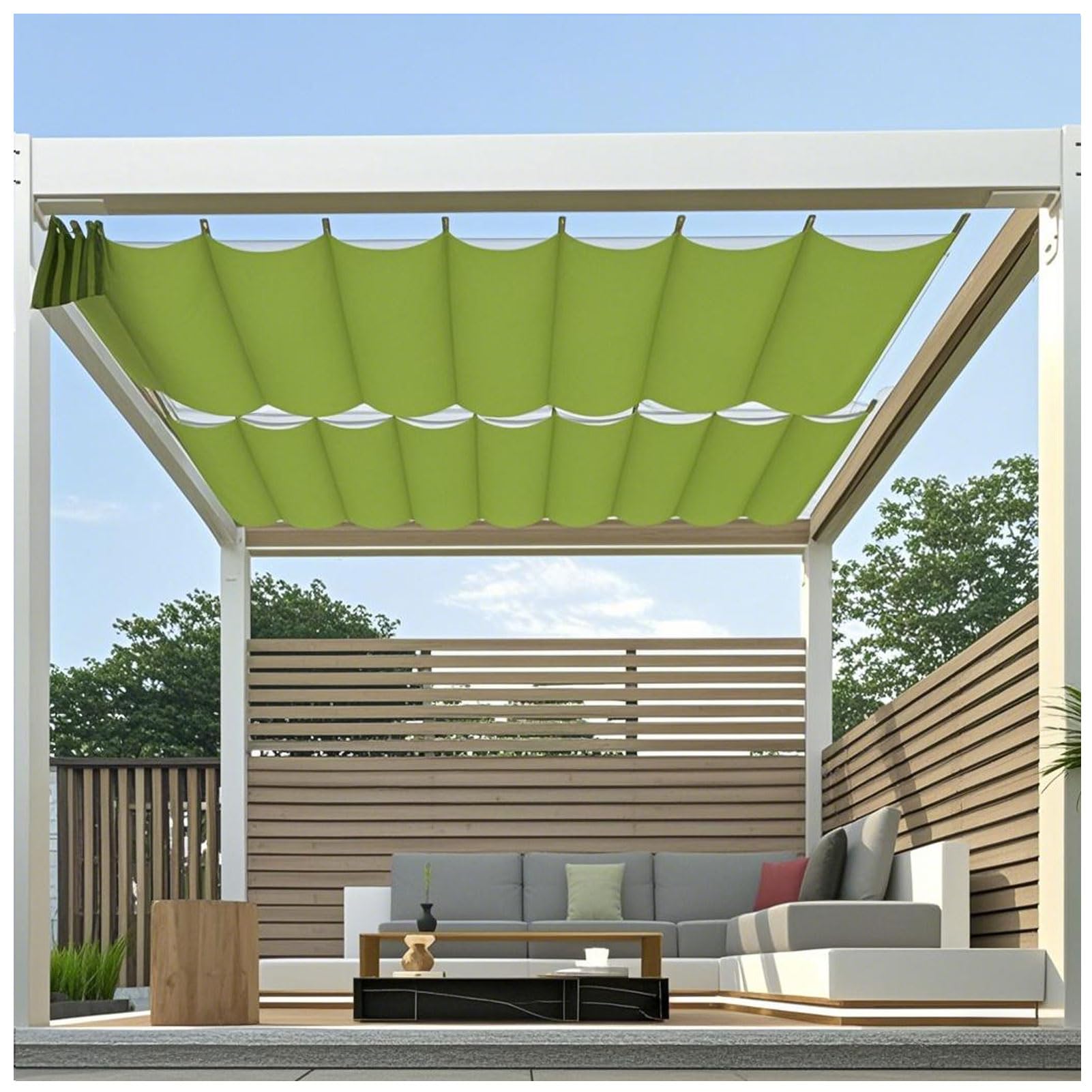 Retractable Sun Shade Canopy – Sliding Wave Shade Sail for Pergola, Patio & Gazebo Outdoor Use