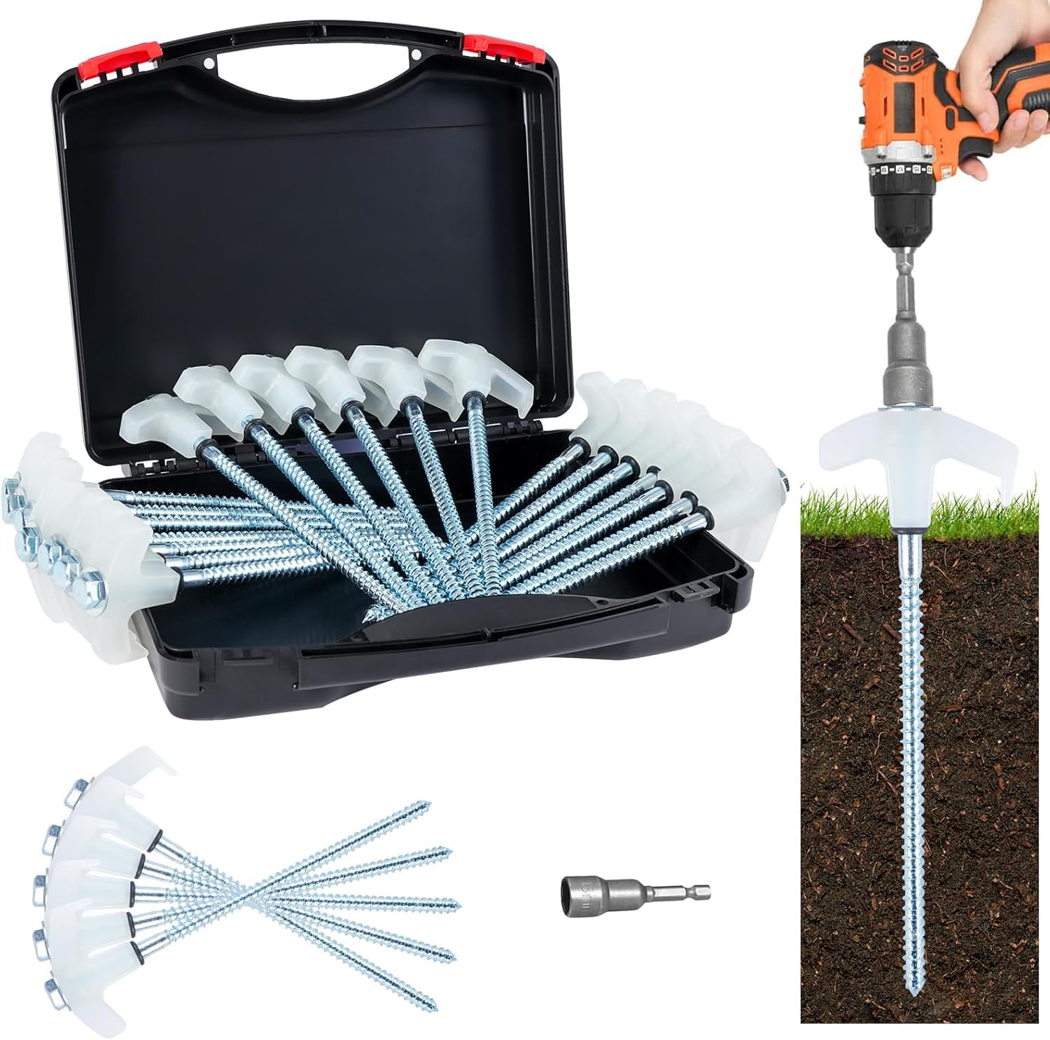 8-Inch Screw-In Tent Stakes – Heavy-Duty Ground Anchors for Canopies, Camping & Outdoor Use