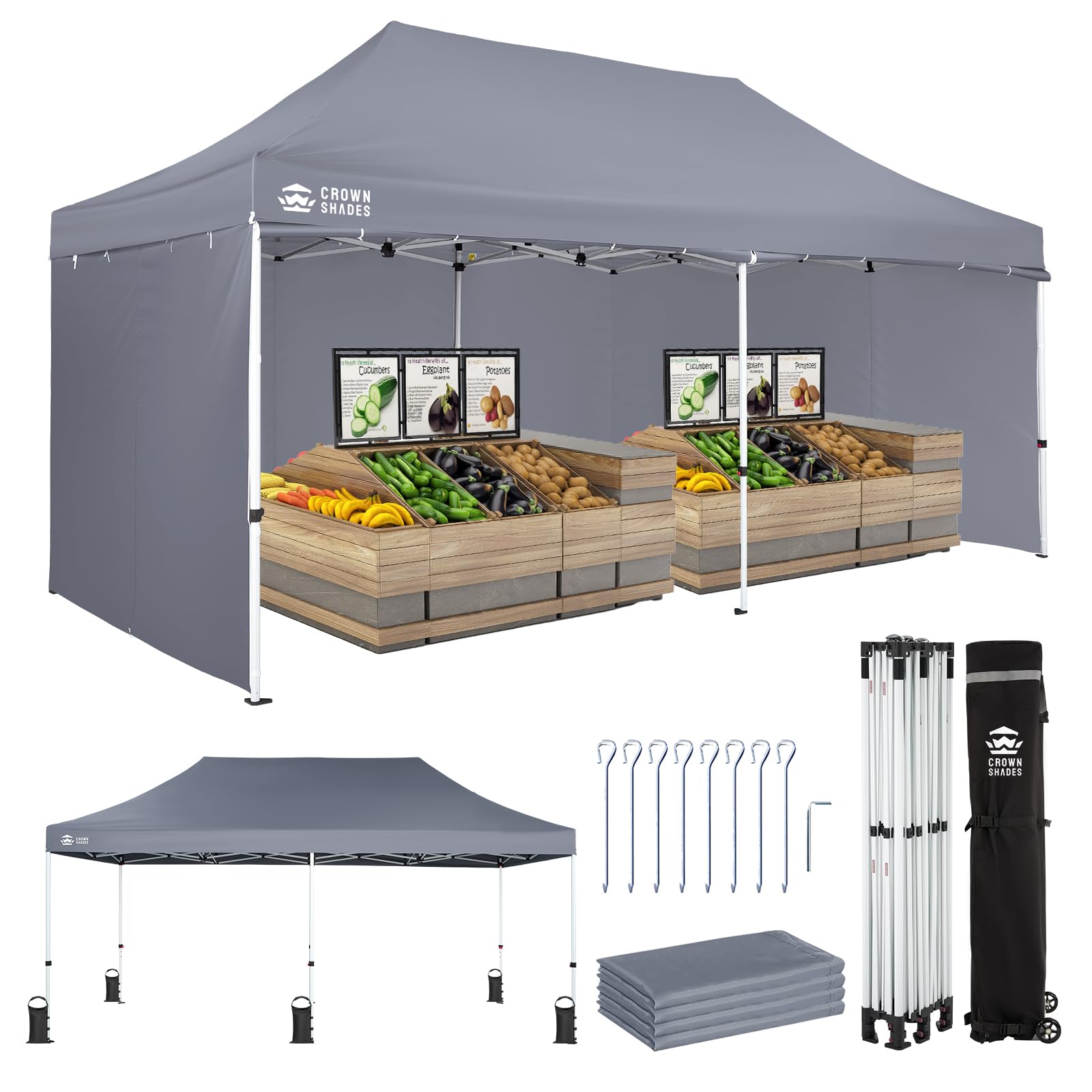 10 × 10 FT Commercial Pop-Up Canopy Tent – Instant Center-Lock Shelter with 4 Sidewalls