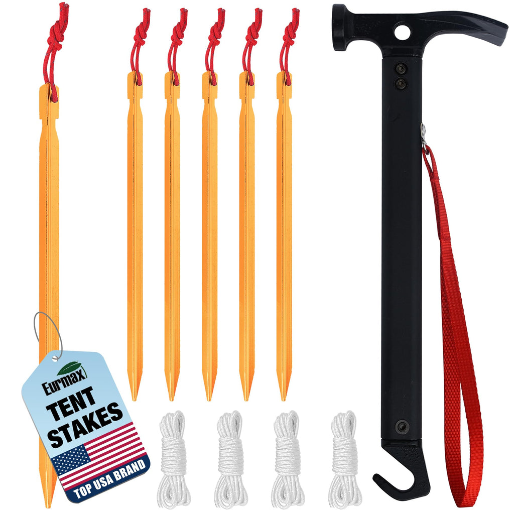 Galvanized Tent Stakes & Hammer Set – Heavy-Duty Non-Rust Anchors for Camping & Canopies