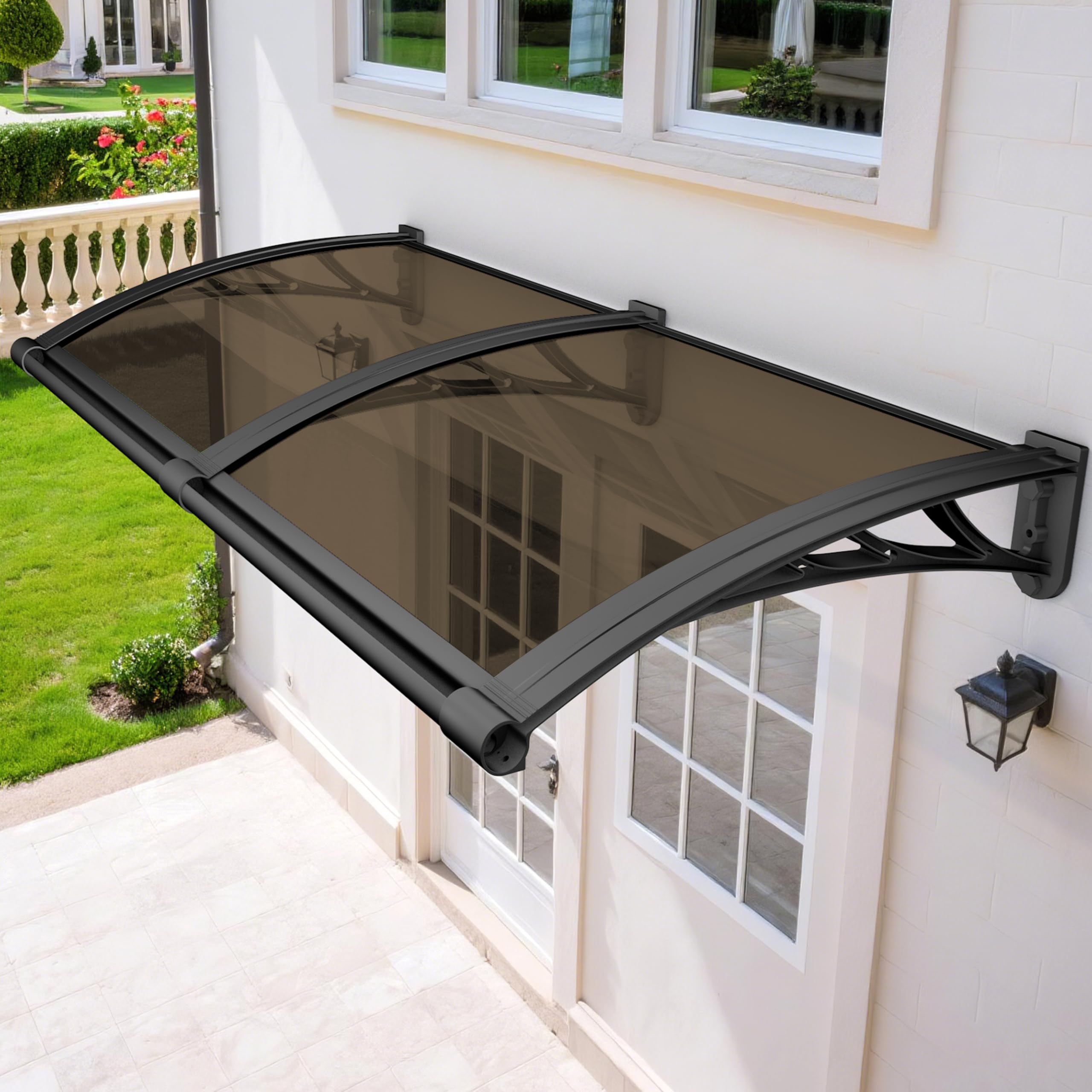 Rainproof Door Canopy – UV-Resistant Polycarbonate Awning with Drainage Design (32 × 114 in)