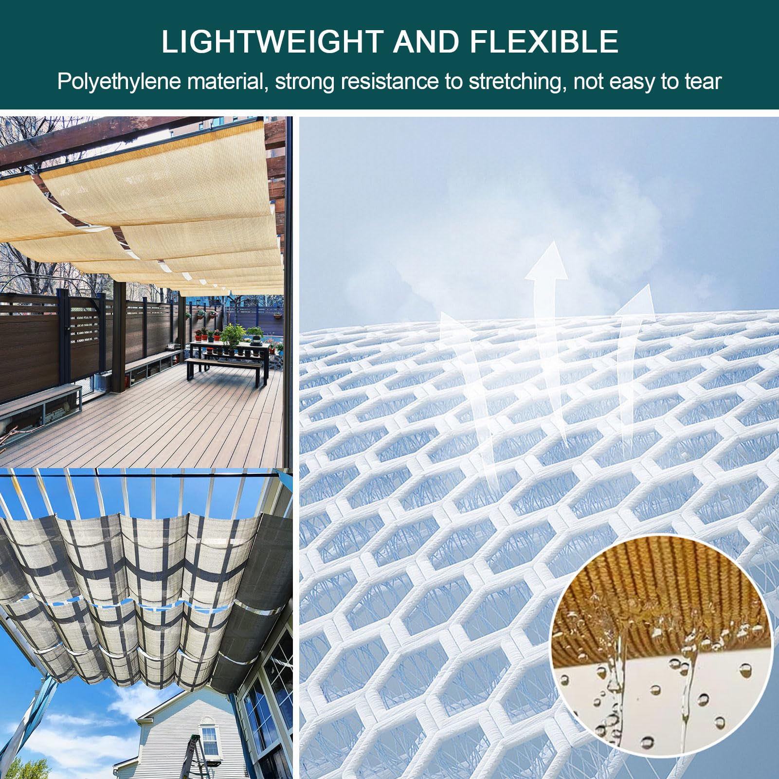 Retractable Sun Shade Canopy – Sliding Wave Shade Sail for Pergola, Patio & Gazebo Outdoor Use