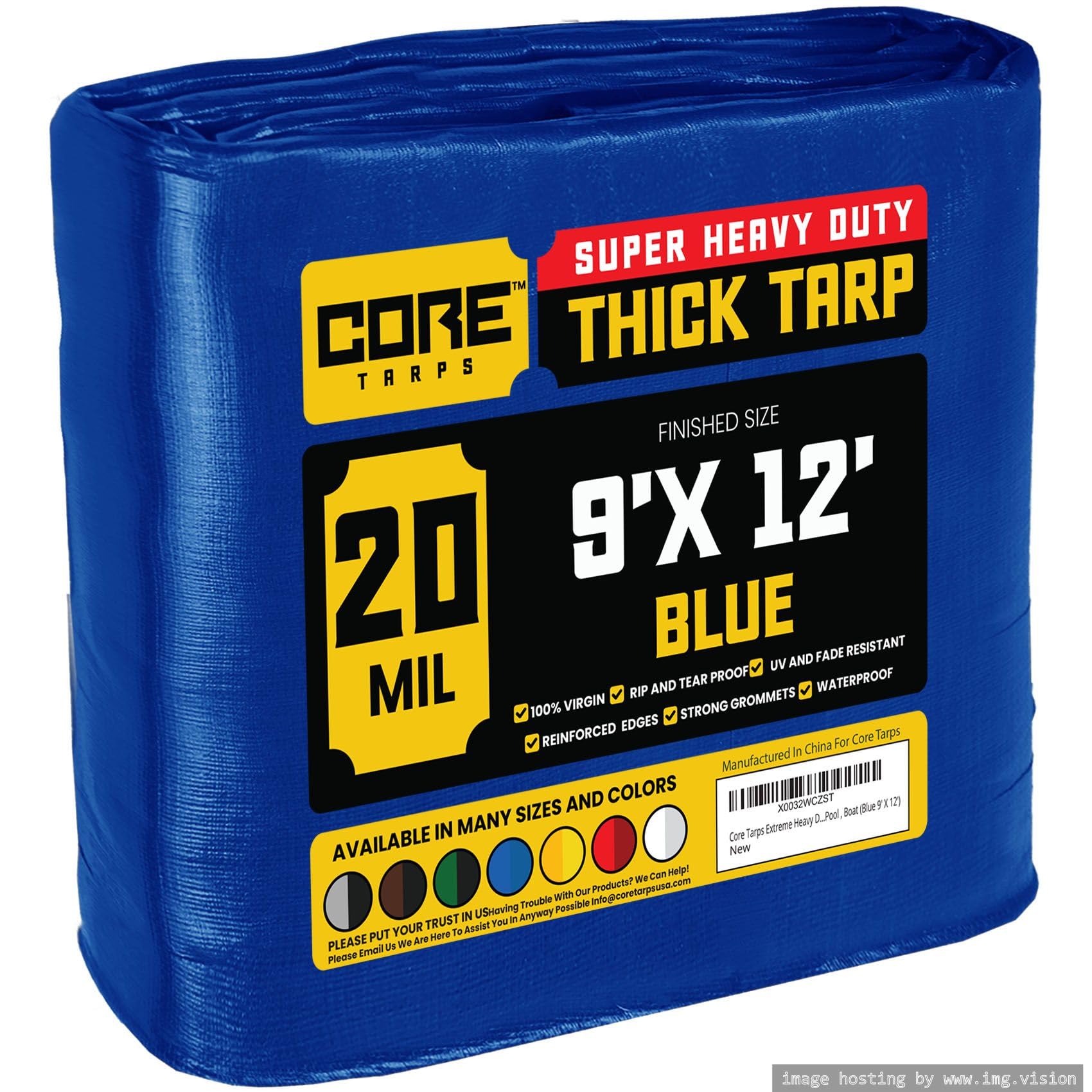 Extra Heavy-Duty Waterproof Tarp – UV-Resistant Rip-Resistant Cover for Roof, Patio, Pool & Boat Protection
