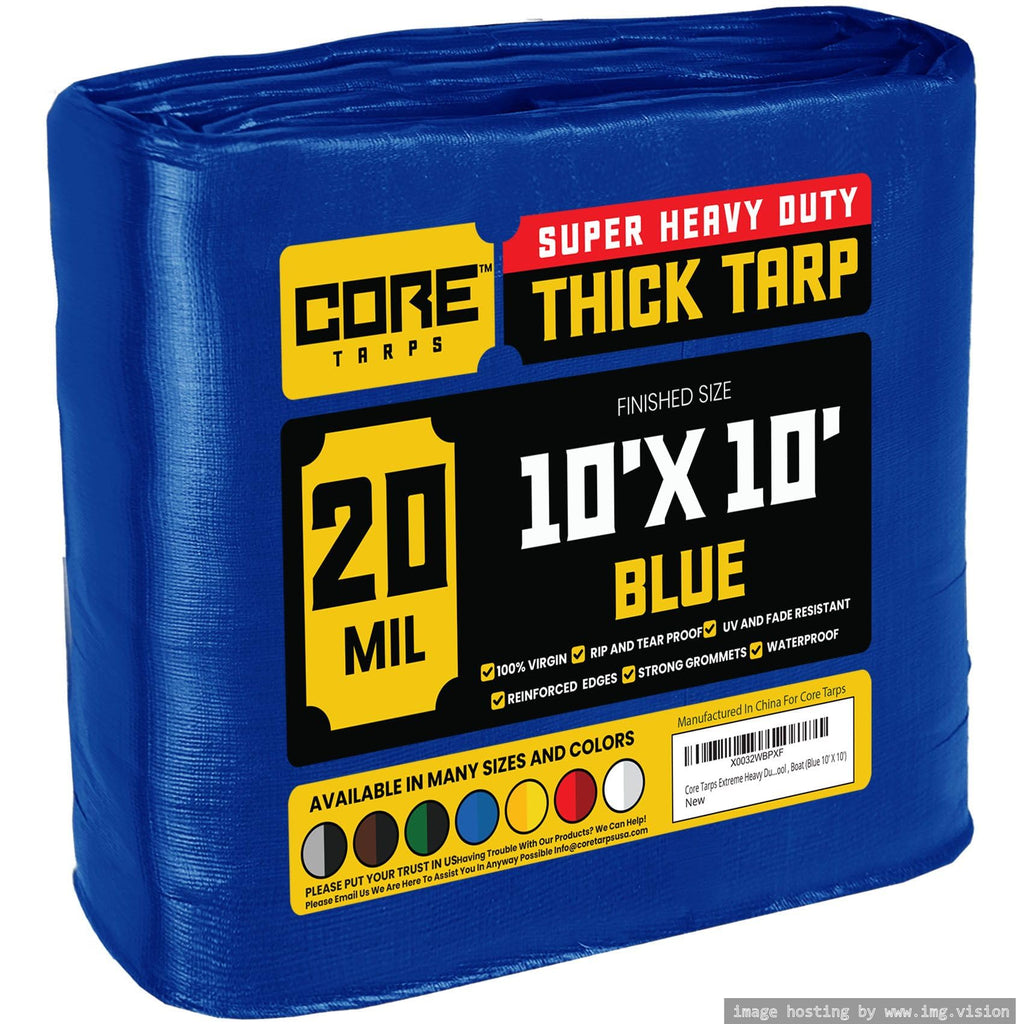 Extra Heavy-Duty Waterproof Tarp – UV-Resistant Rip-Resistant Cover for Roof, Patio, Pool & Boat Protection