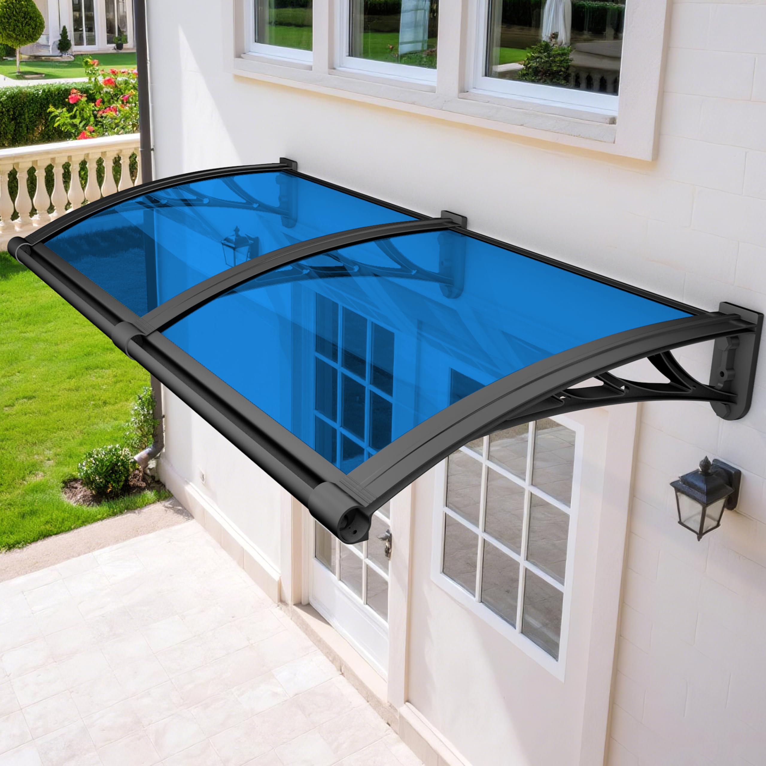 Rainproof Door Canopy – UV-Resistant Polycarbonate Awning with Drainage Design (32 × 114 in)