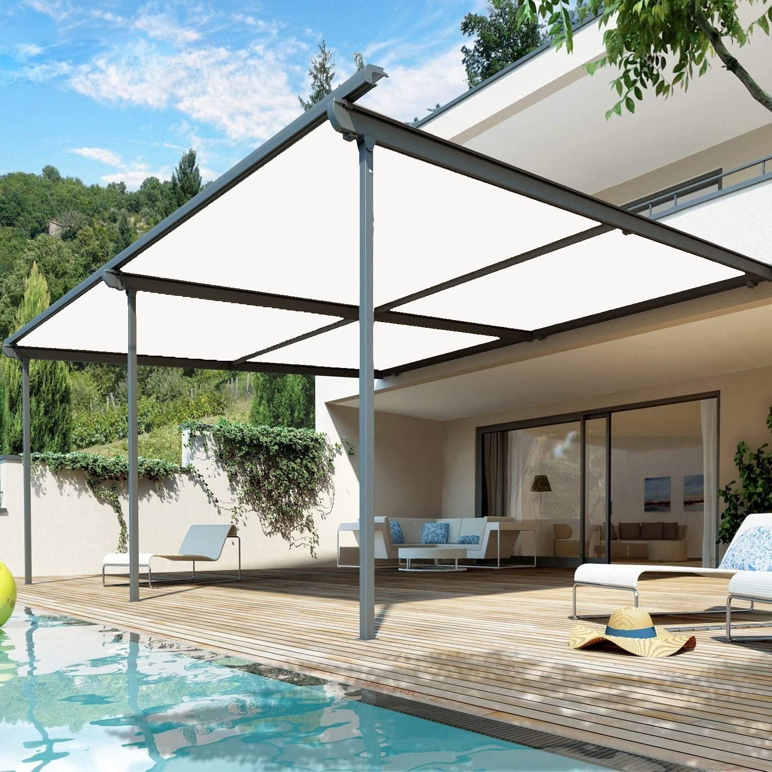 Waterproof Rectangle Sun Shade Sail – 2 × 9 m Patio & Garden Canopy with Ropes, Light Gray