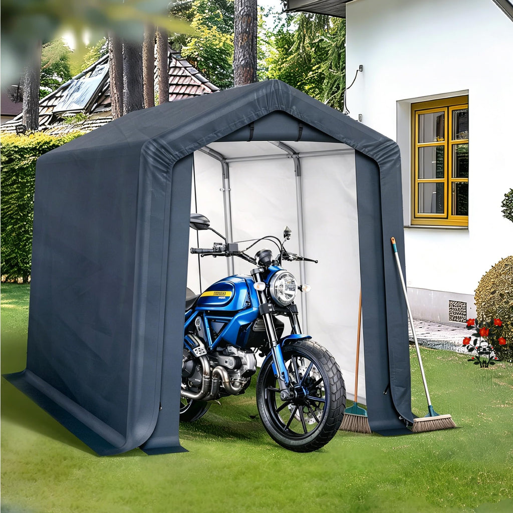 6 × 10 FT Portable Storage Shed – Waterproof Garage Shelter with Roll-Up Zipper Doors for Vehicles & Equipment