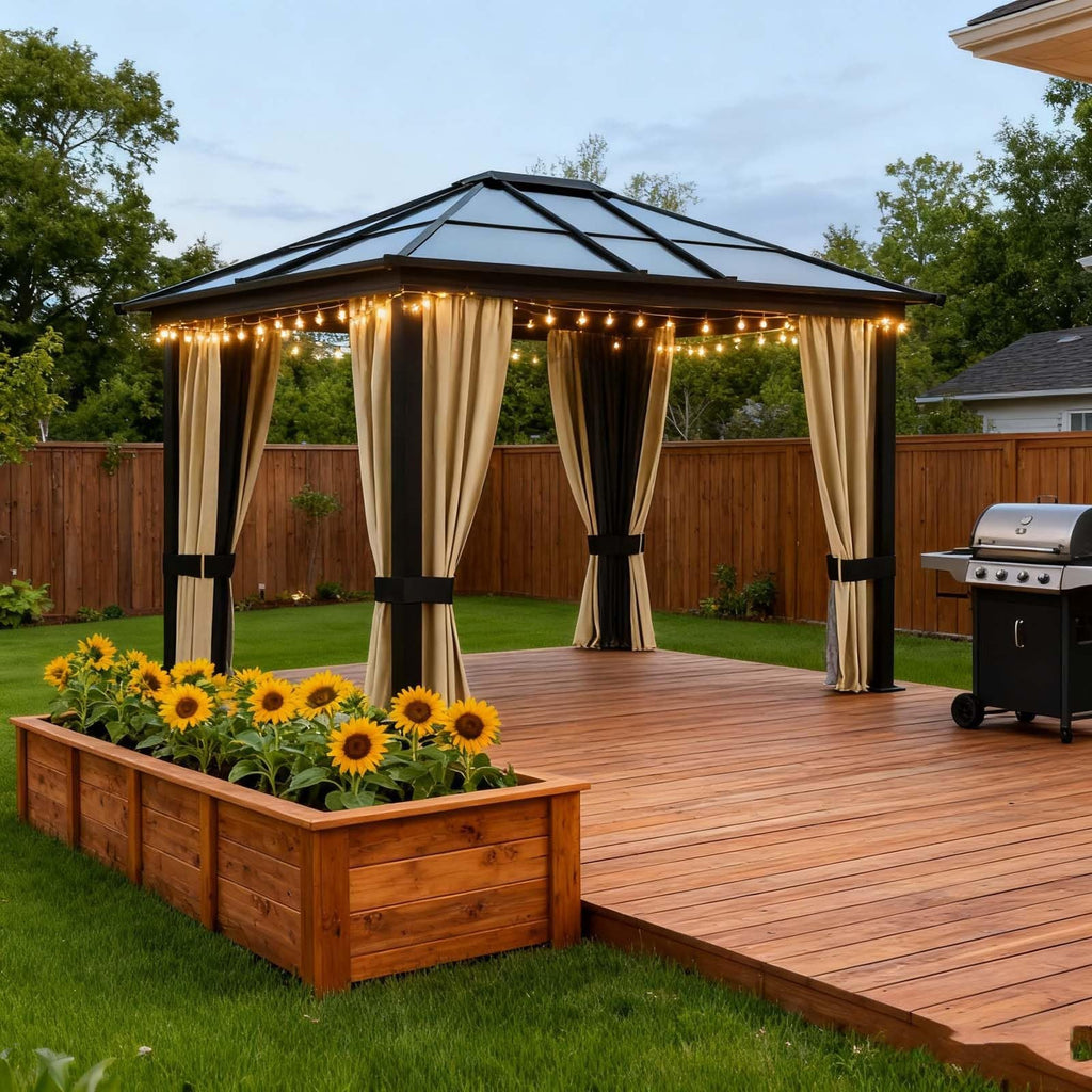 Waterproof Double Roof Gazebo Canopy – Outdoor Shelter for Patio, Garden & Backyard (11.8 × 9.7 FT)