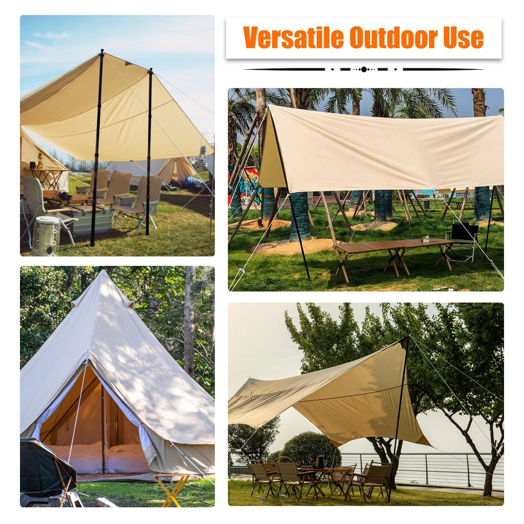 Telescoping Aluminum Tarp Poles – Heavy-Duty Adjustable Tent Pole Set with Stakes & Guylines for Camping Shelters and Awnings