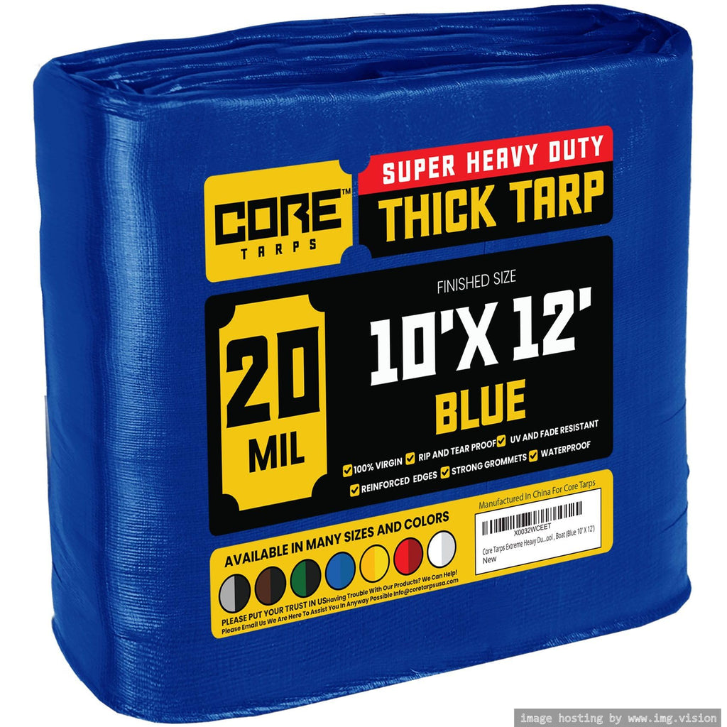 Extra Heavy-Duty Waterproof Tarp – UV-Resistant Rip-Resistant Cover for Roof, Patio, Pool & Boat Protection