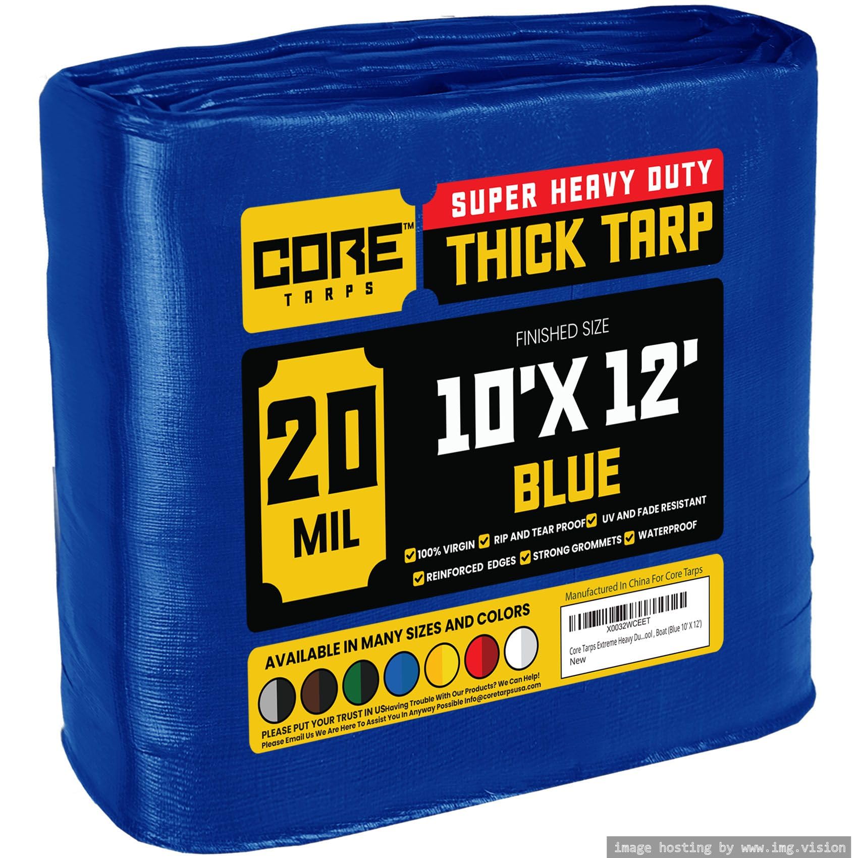 Extra Heavy-Duty Waterproof Tarp – UV-Resistant Rip-Resistant Cover for Roof, Patio, Pool & Boat Protection