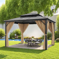 Aluminum Frame Double Roof Gazebo – Metal Pavilion with Netting & Curtains for Patio, Garden & Events