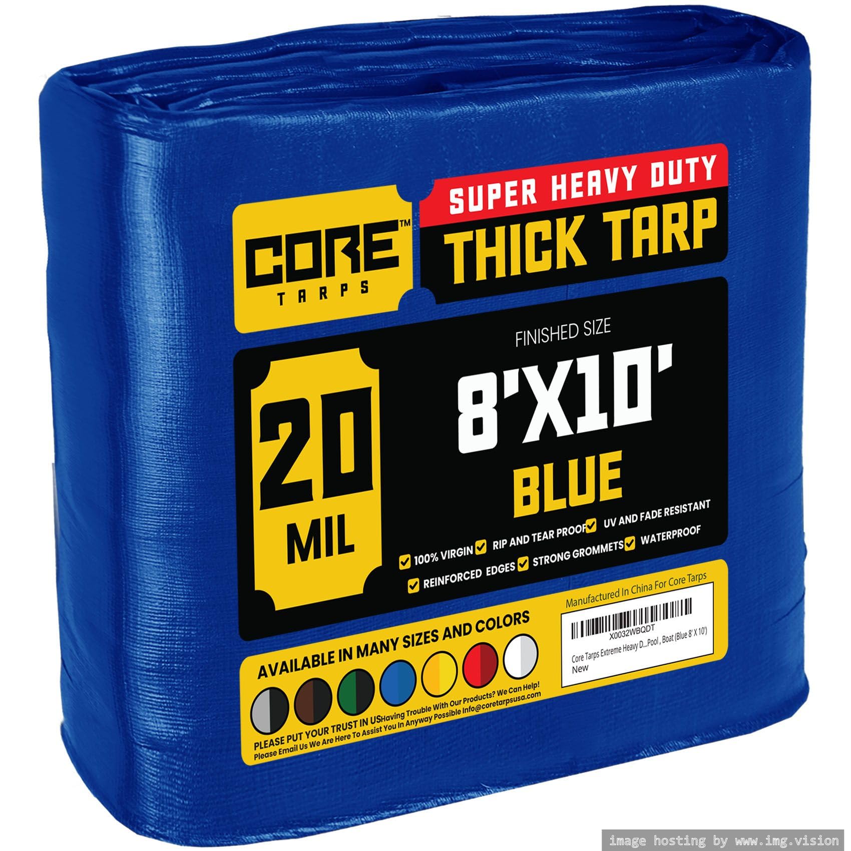 Extra Heavy-Duty Waterproof Tarp – UV-Resistant Rip-Resistant Cover for Roof, Patio, Pool & Boat Protection