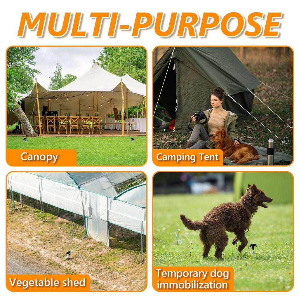 8-Inch Screw-In Tent Stakes – Heavy-Duty Ground Anchors for Canopies, Camping & Outdoor Use
