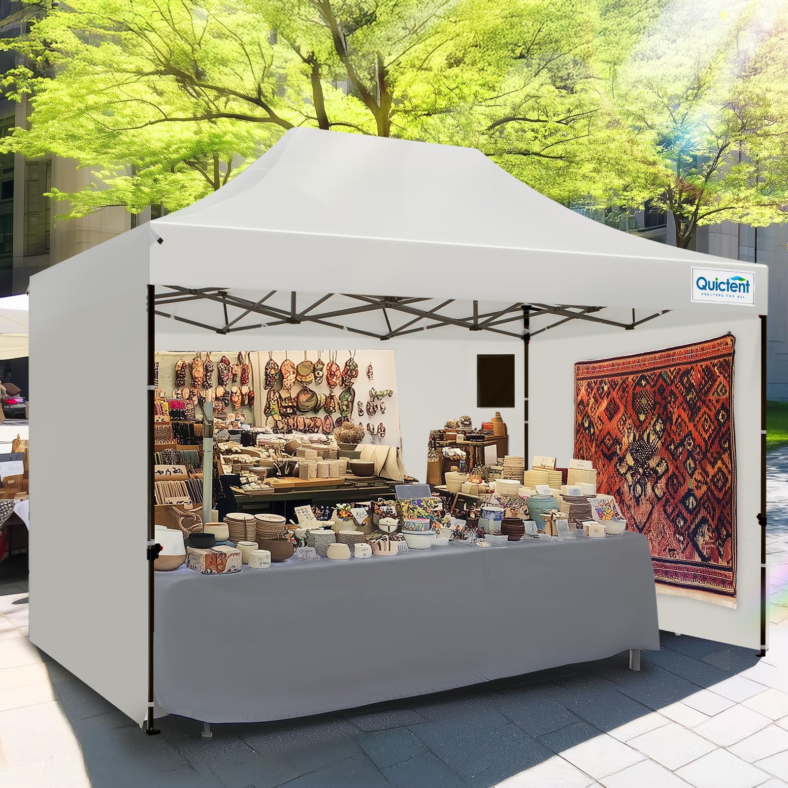 Heavy-Duty Pop-Up Canopy Tent – Commercial Instant Shelter with 3 Removable Sidewalls, Wheeled Bag & UPF 50+ Protection