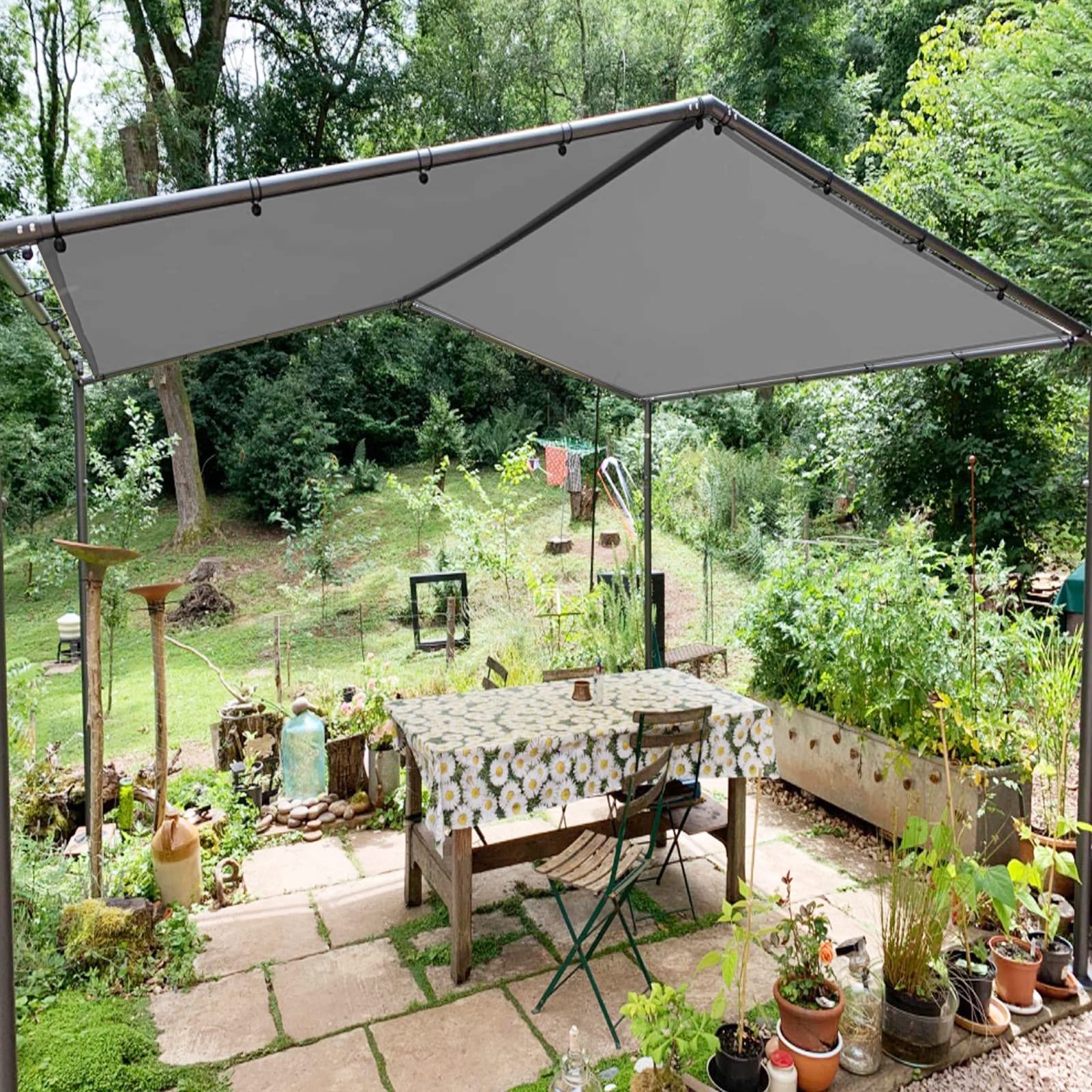 Waterproof Rectangle Sun Shade Sail – 2 × 9 m Patio & Garden Canopy with Ropes, Light Gray