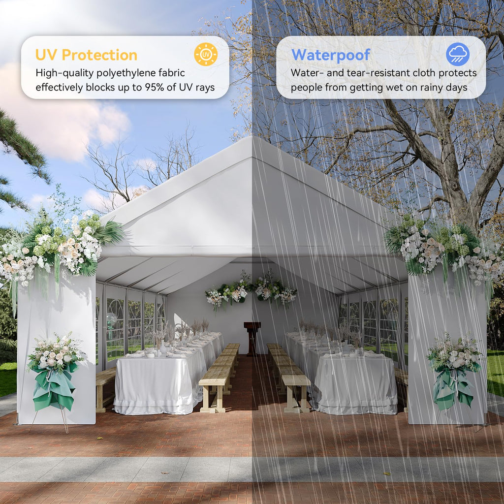 Heavy-Duty Commercial Party Tent – Waterproof Canopy with Removable Sidewalls for Events & Outdoor Gatherings, White