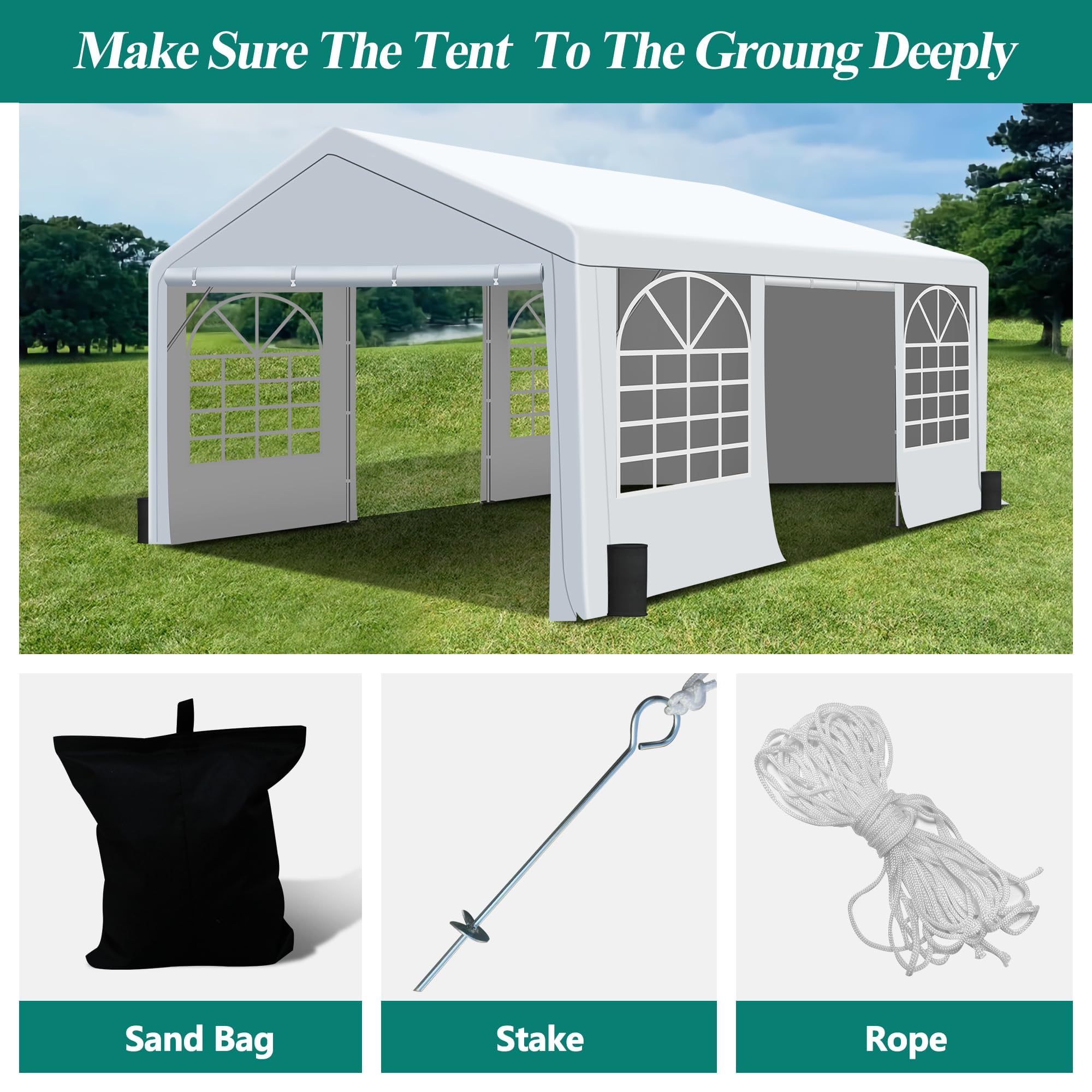 GARTOO Party Tent - Heavy Duty Outdoor Wedding Gazebo