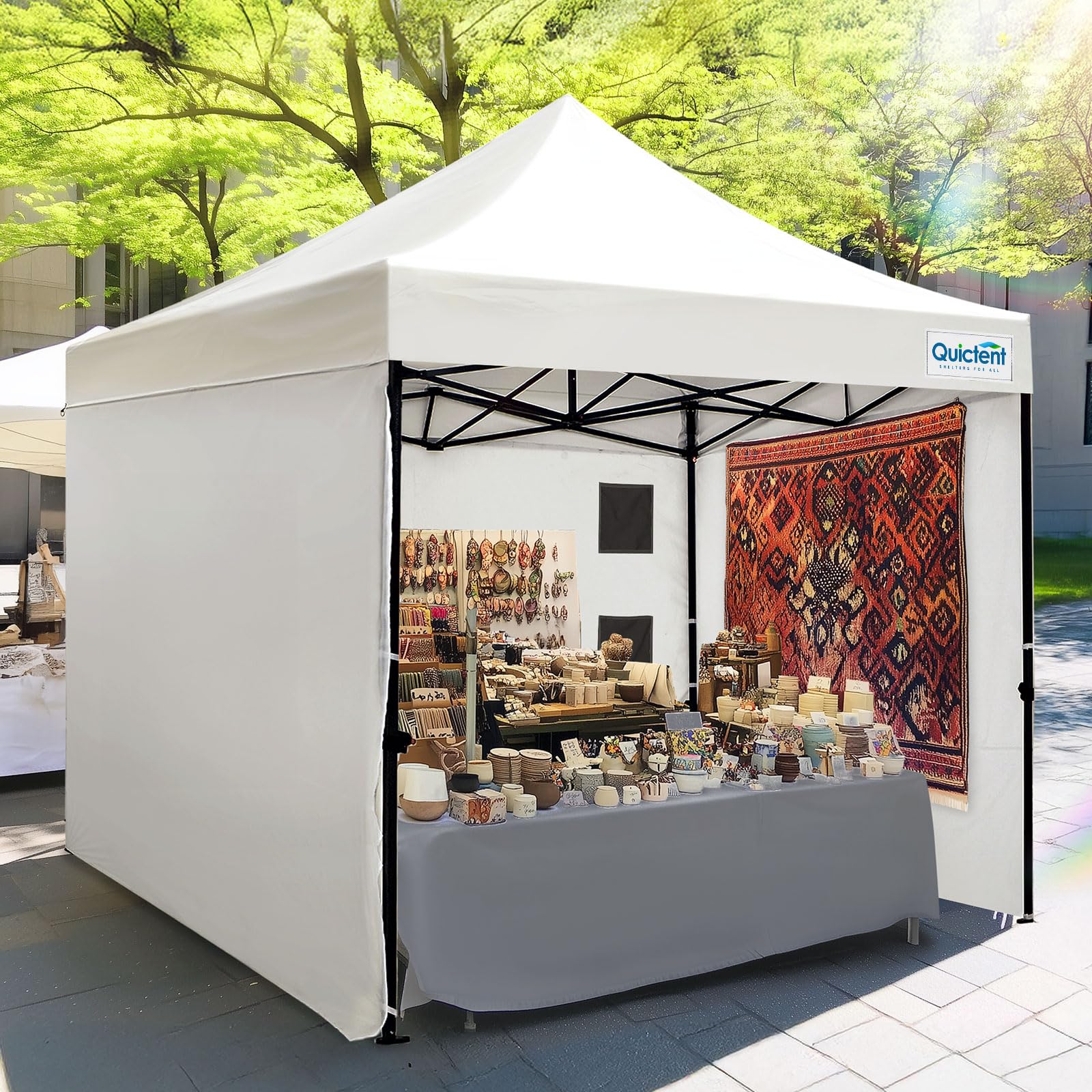 Heavy-Duty Pop-Up Canopy Tent – Commercial Instant Shelter with 3 Removable Sidewalls, Wheeled Bag & UPF 50+ Protection