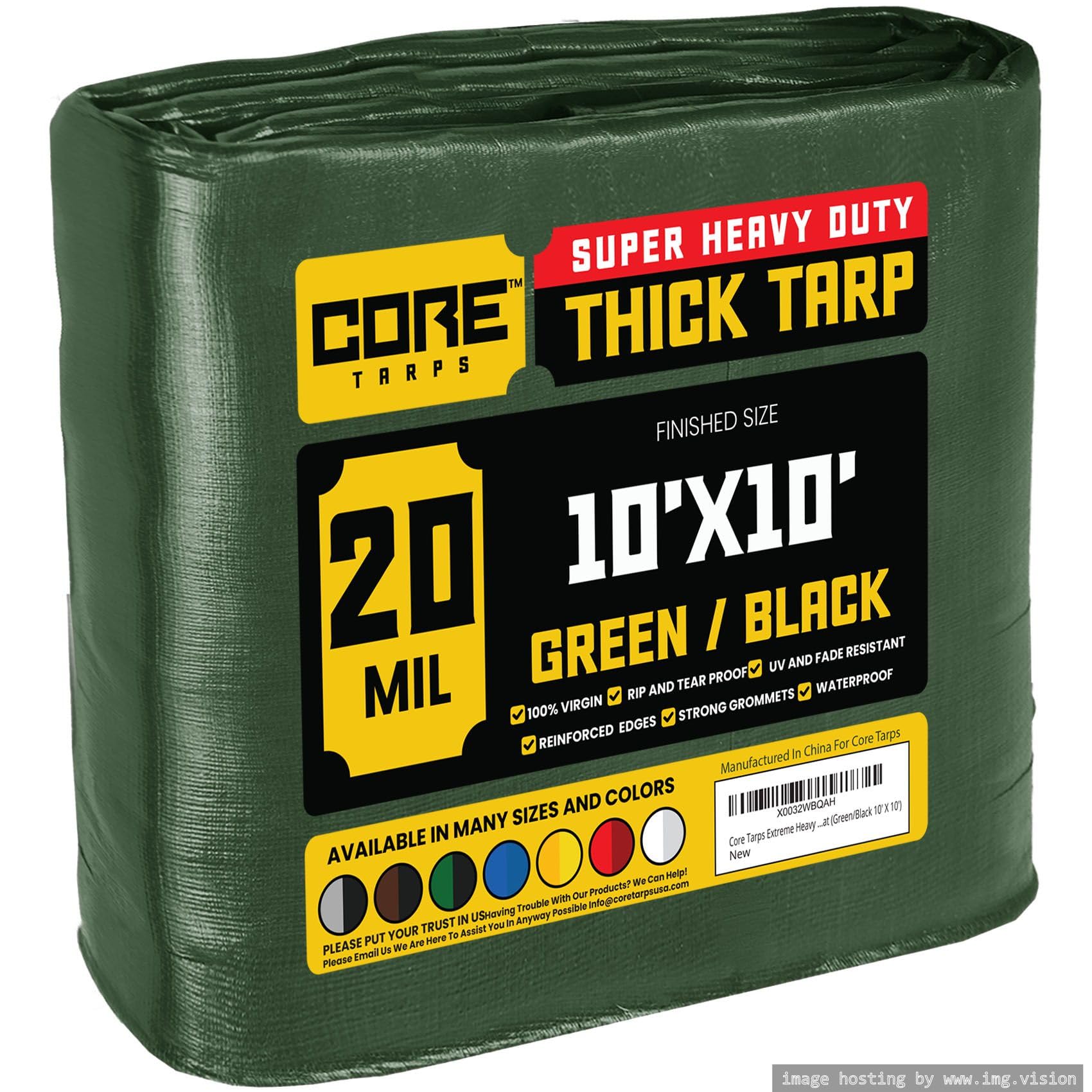Extra Heavy-Duty Waterproof Tarp – UV-Resistant Rip-Resistant Cover for Roof, Patio, Pool & Boat Protection