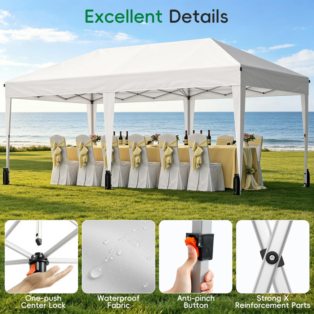 10 × 20 FT Pop-Up Canopy Tent – Event Shelter with 6 Sidewalls, Windows & Roller Bag for Outdoor Use
