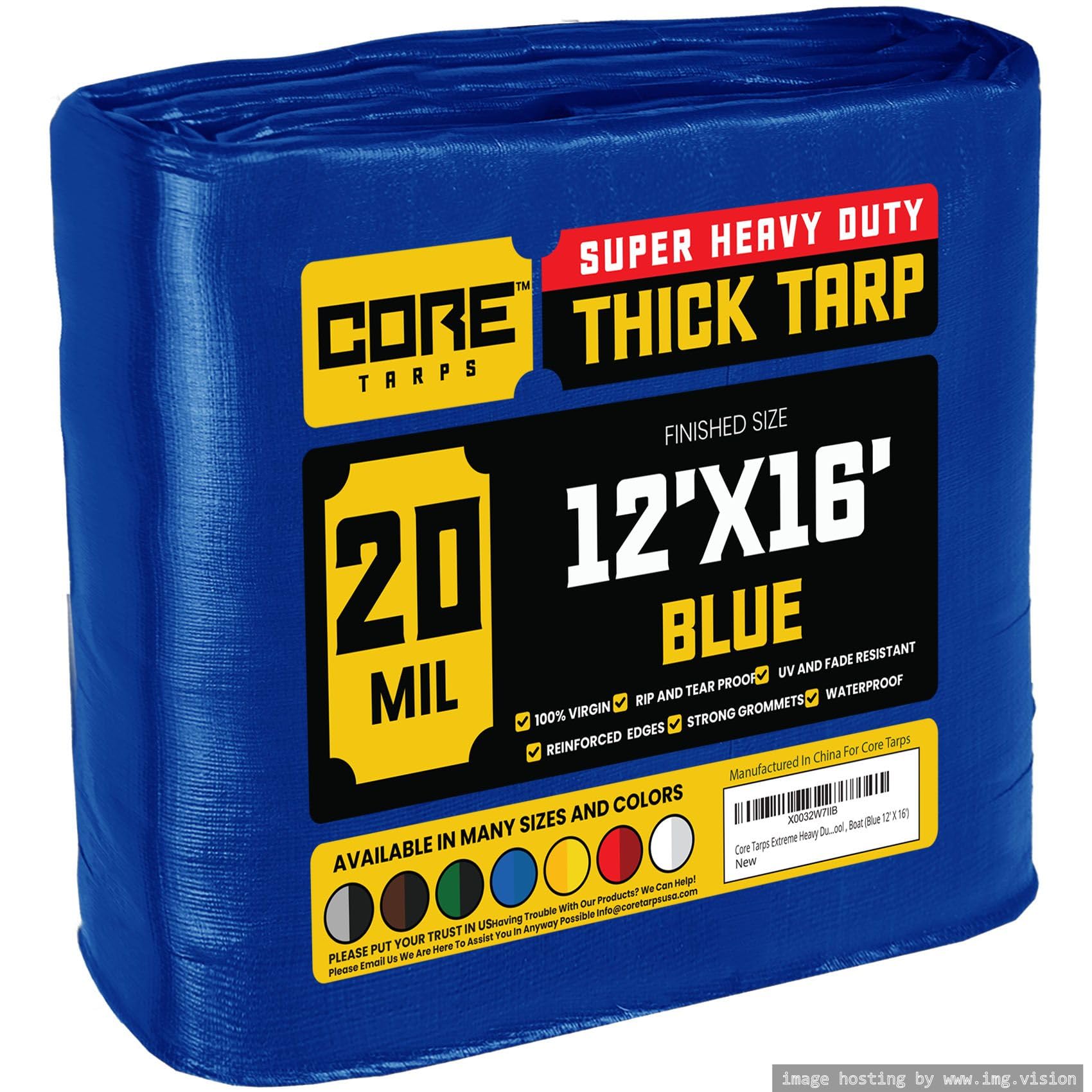 Extra Heavy-Duty Waterproof Tarp – UV-Resistant Rip-Resistant Cover for Roof, Patio, Pool & Boat Protection