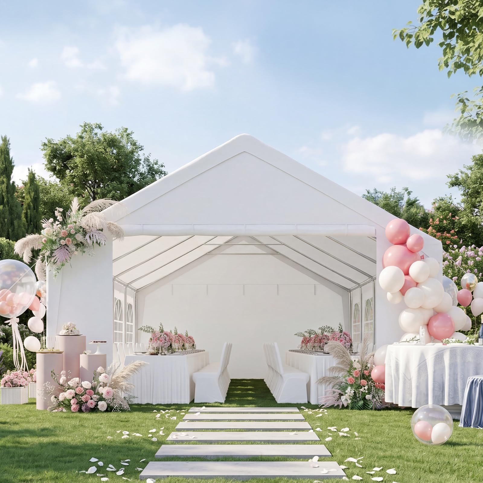 Heavy-Duty Commercial Party Tent – Waterproof Canopy with Removable Sidewalls for Events & Outdoor Gatherings, White