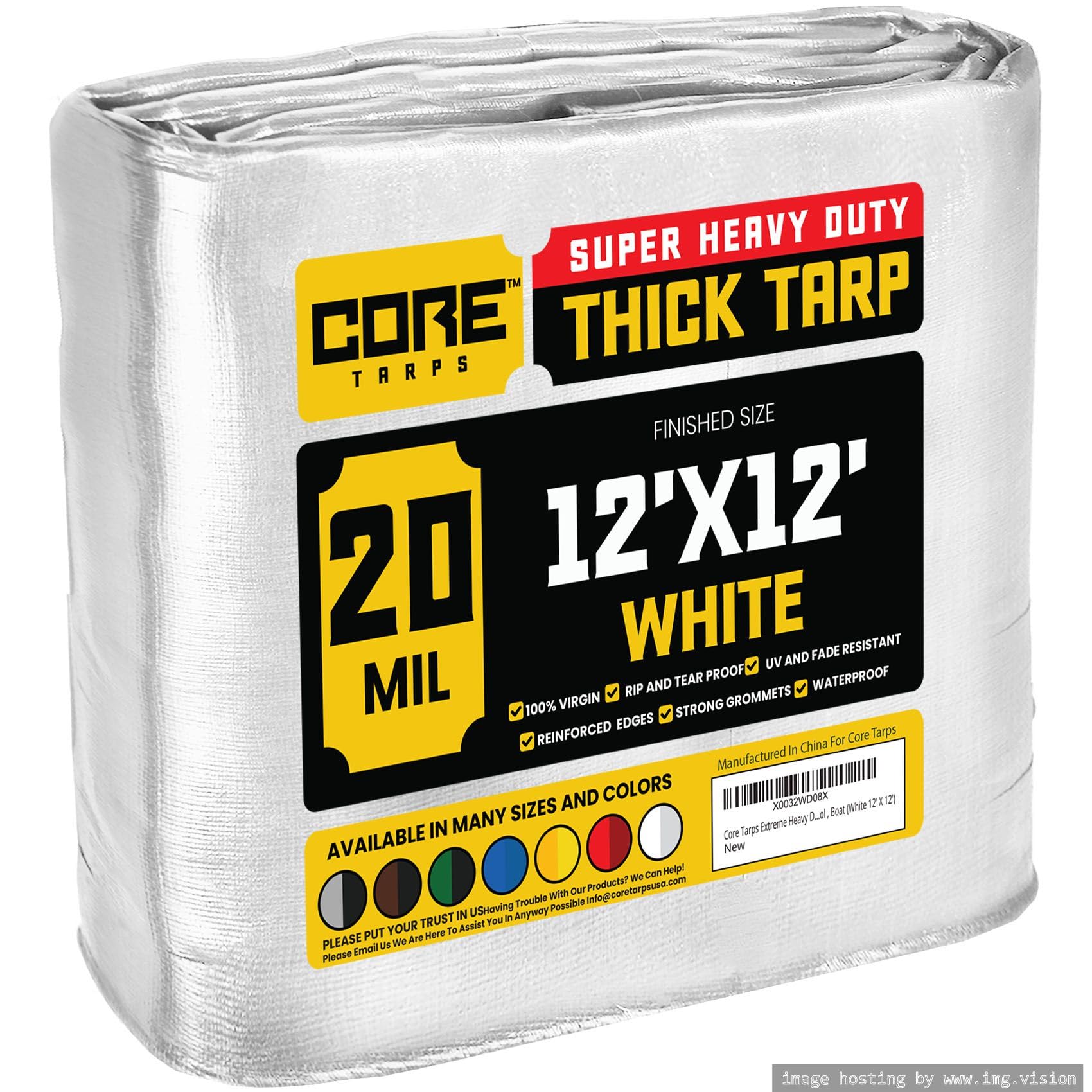 Extra Heavy-Duty Waterproof Tarp – UV-Resistant Rip-Resistant Cover for Roof, Patio, Pool & Boat Protection