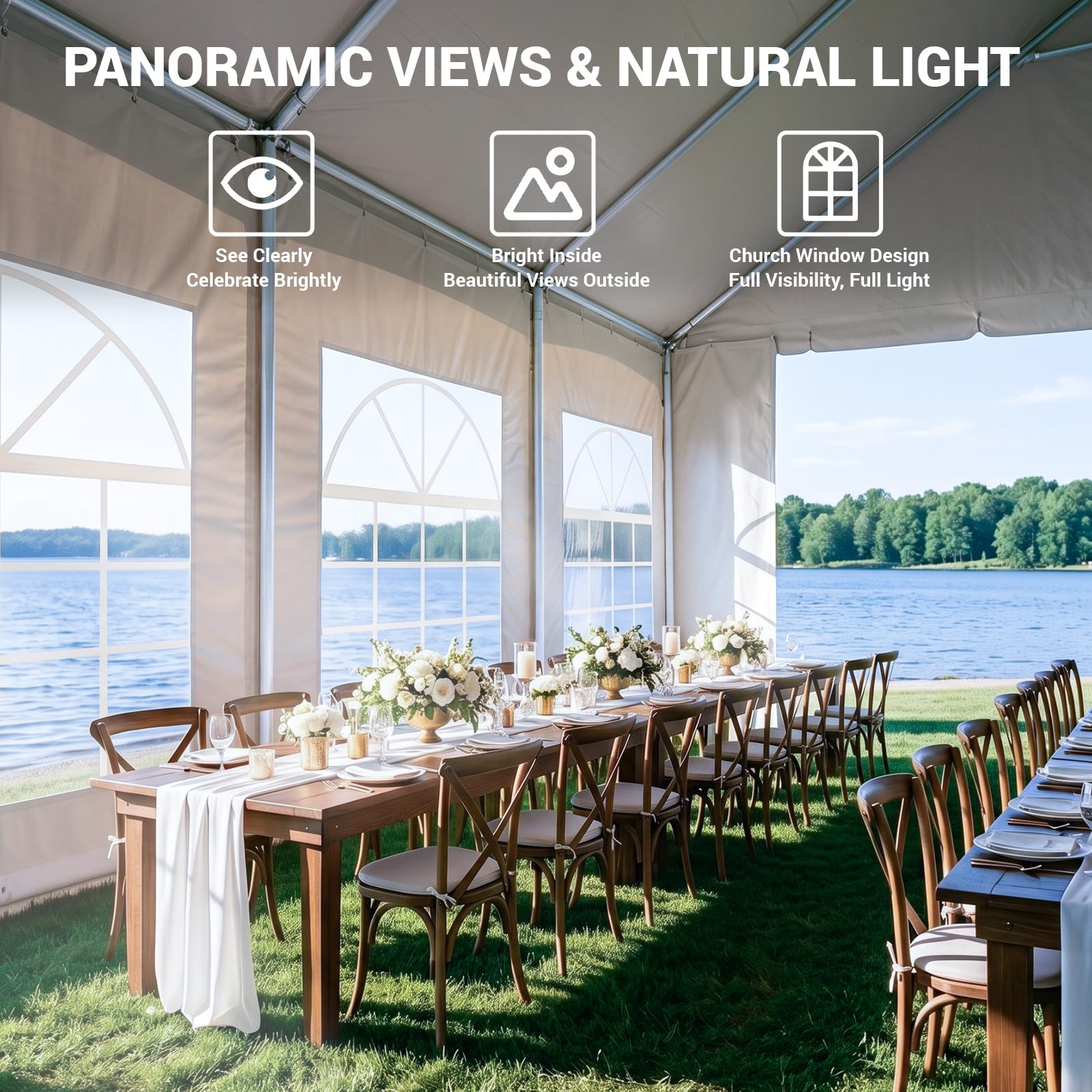 Heavy-Duty Party Tent – Waterproof Canopy Shelter with Removable Sidewalls for Events & Outdoor Gatherings