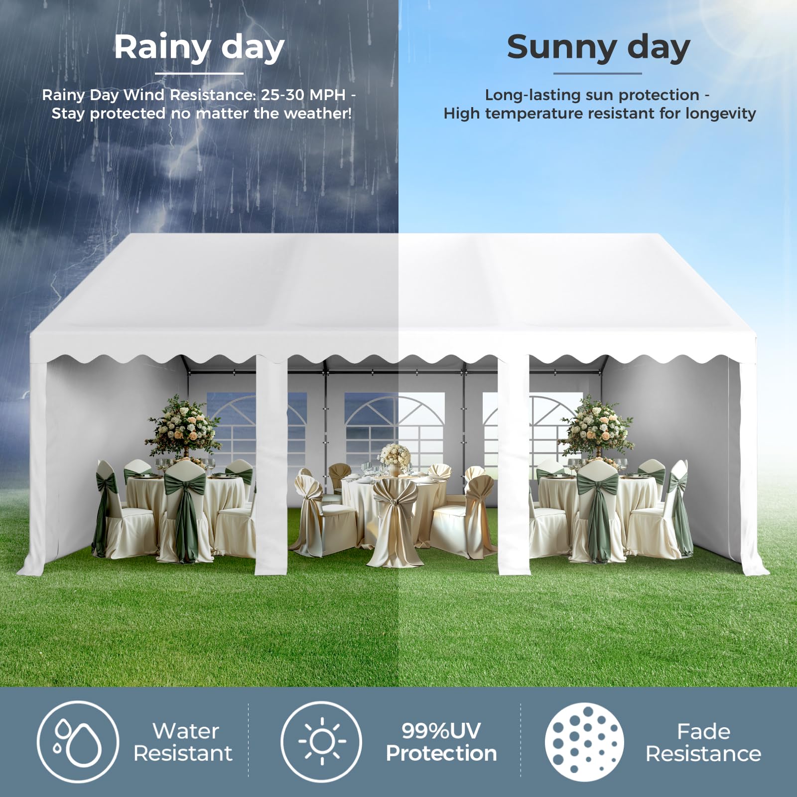 Heavy-Duty Canopy Tent – Outdoor Gazebo Shelter with Removable Sidewalls for Events & Camping
