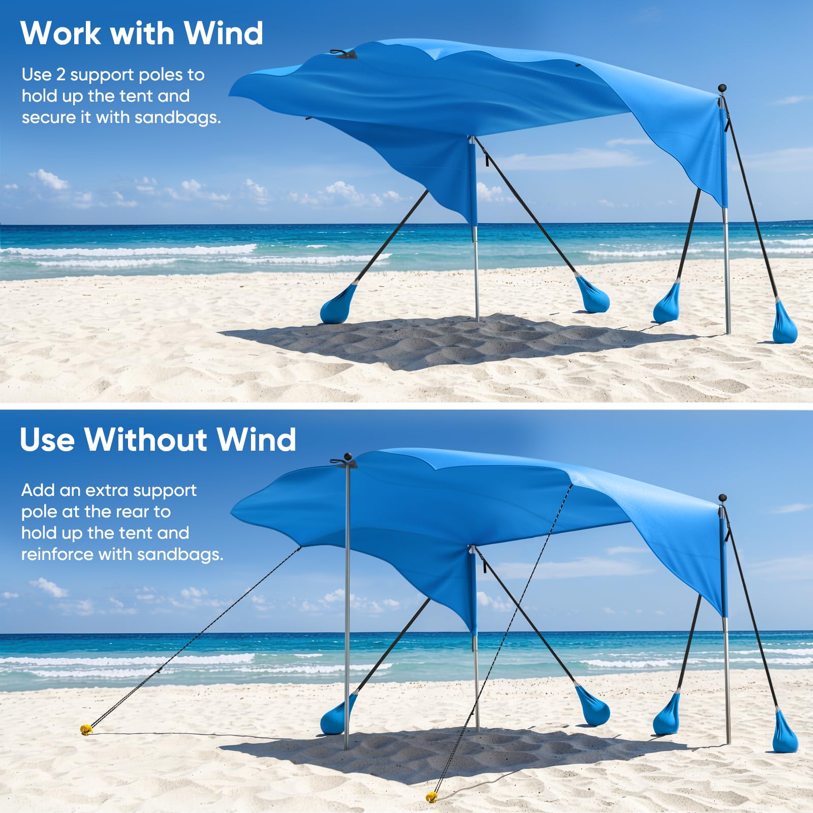 Beach Shade Canopy – UPF 50+ Sun Shelter for 4–6 People, Lightweight Easy-Setup Design (100 Sq. Ft.)