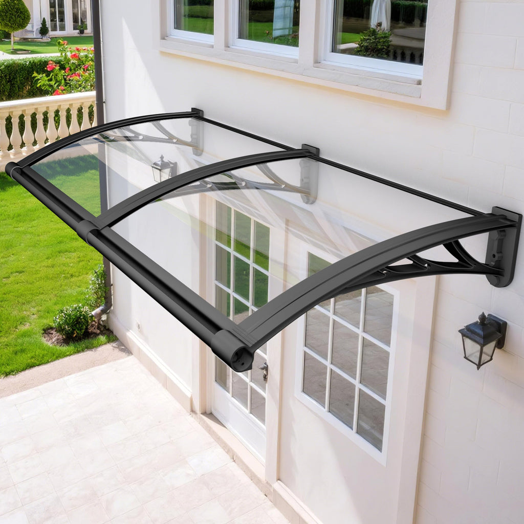 Rainproof Door Canopy – UV-Resistant Polycarbonate Awning with Drainage Design (32 × 114 in)