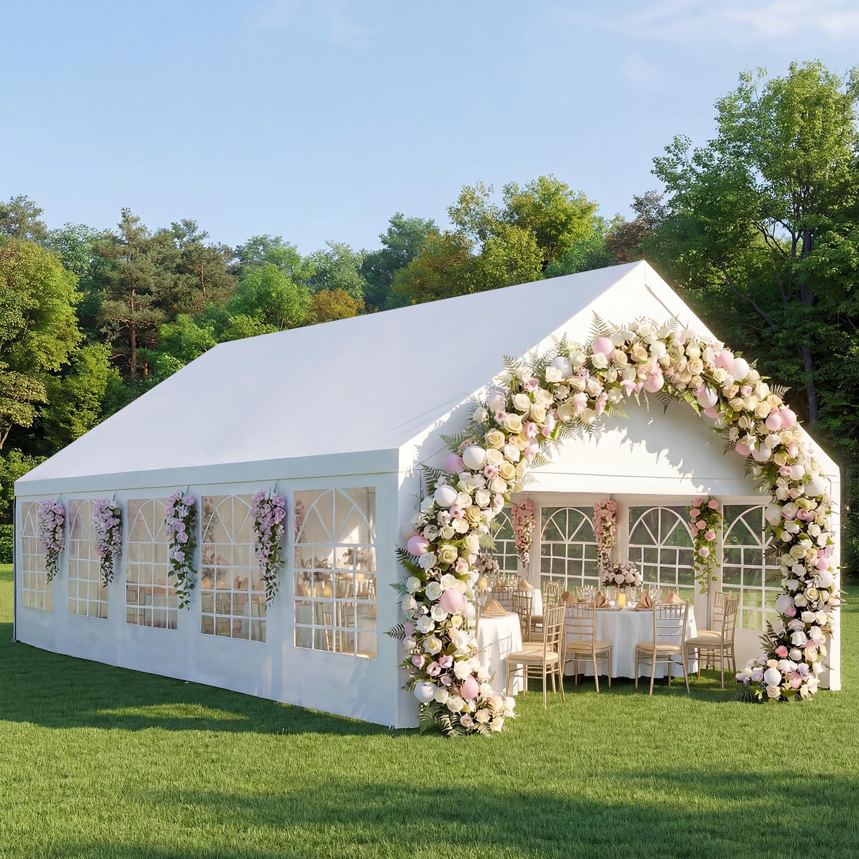 Heavy-Duty Party Tent – Waterproof Outdoor Event Shelter with Removable Sidewalls, White