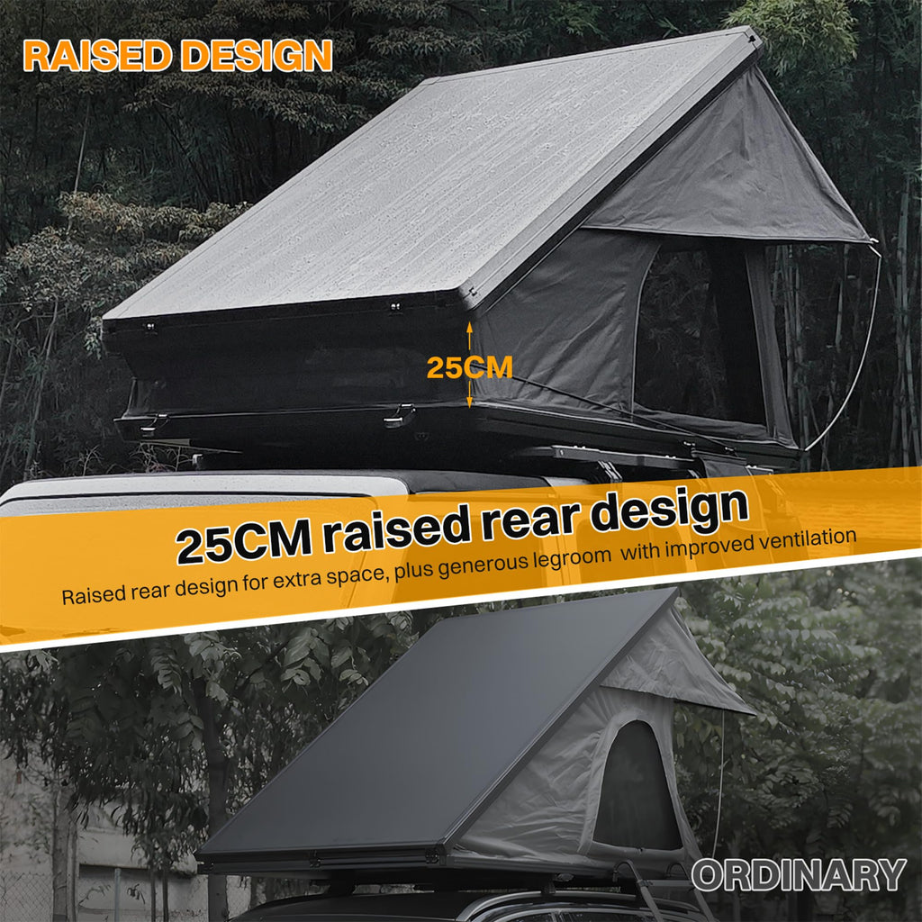Aluminum Rooftop Tent – Roof Tent with LED Light & Memory Foam Mattress for 2–3 People
