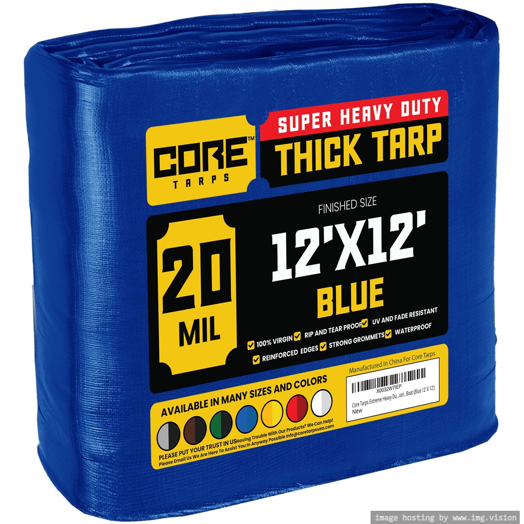 Extra Heavy-Duty Waterproof Tarp – UV-Resistant Rip-Resistant Cover for Roof, Patio, Pool & Boat Protection