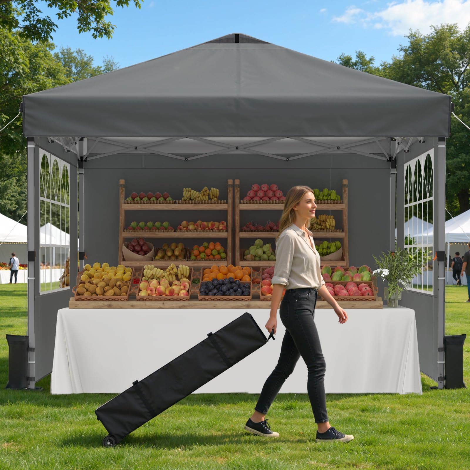 10 × 10 FT Pop-Up Canopy Tent – One-Push Outdoor Gazebo for Events, Camping & Commercial Use