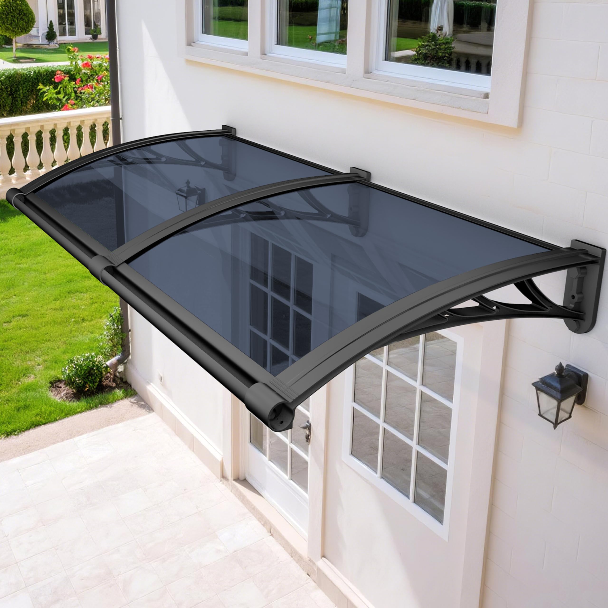 Rainproof Door Canopy – UV-Resistant Polycarbonate Awning with Drainage Design (32 × 114 in)