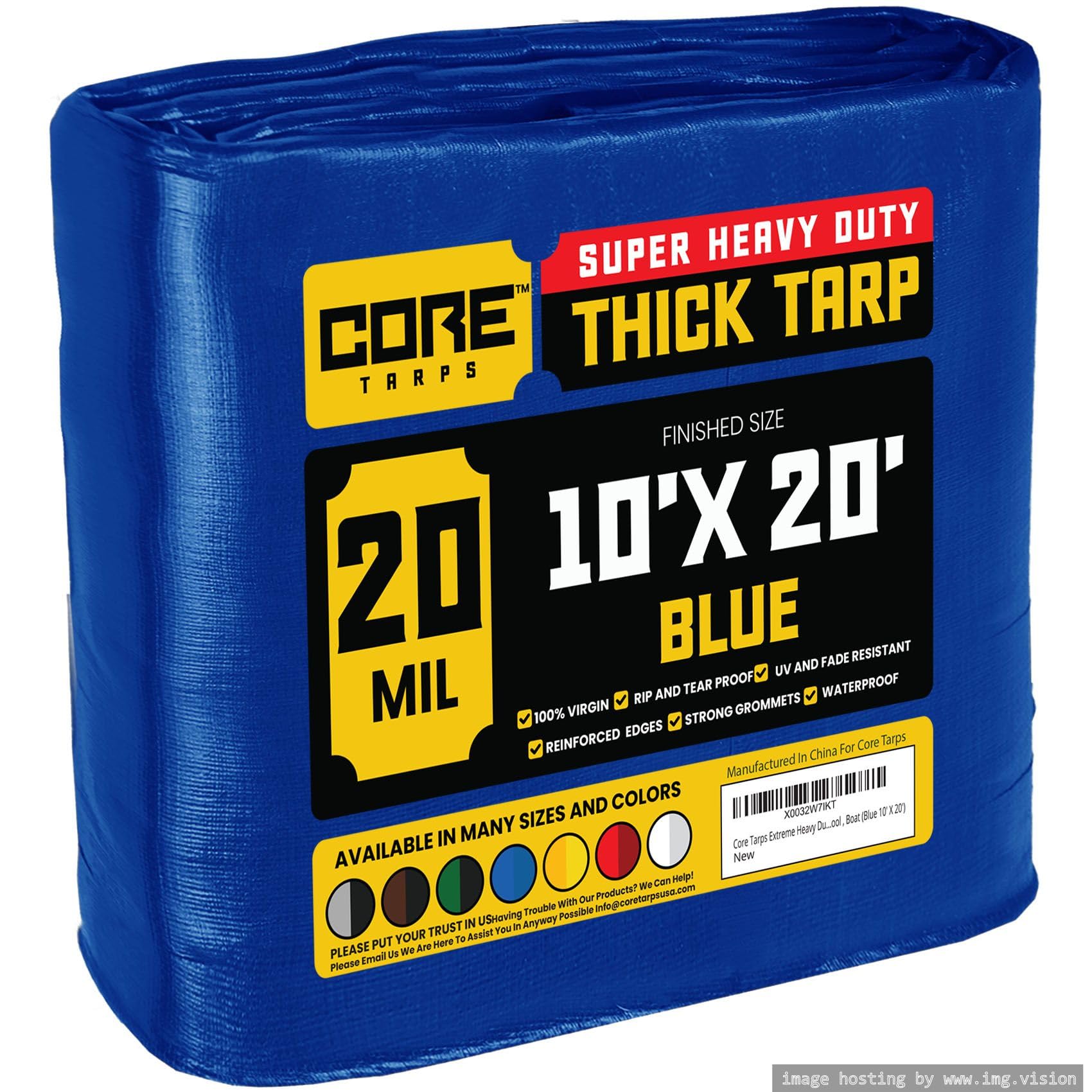 Extra Heavy-Duty Waterproof Tarp – UV-Resistant Rip-Resistant Cover for Roof, Patio, Pool & Boat Protection
